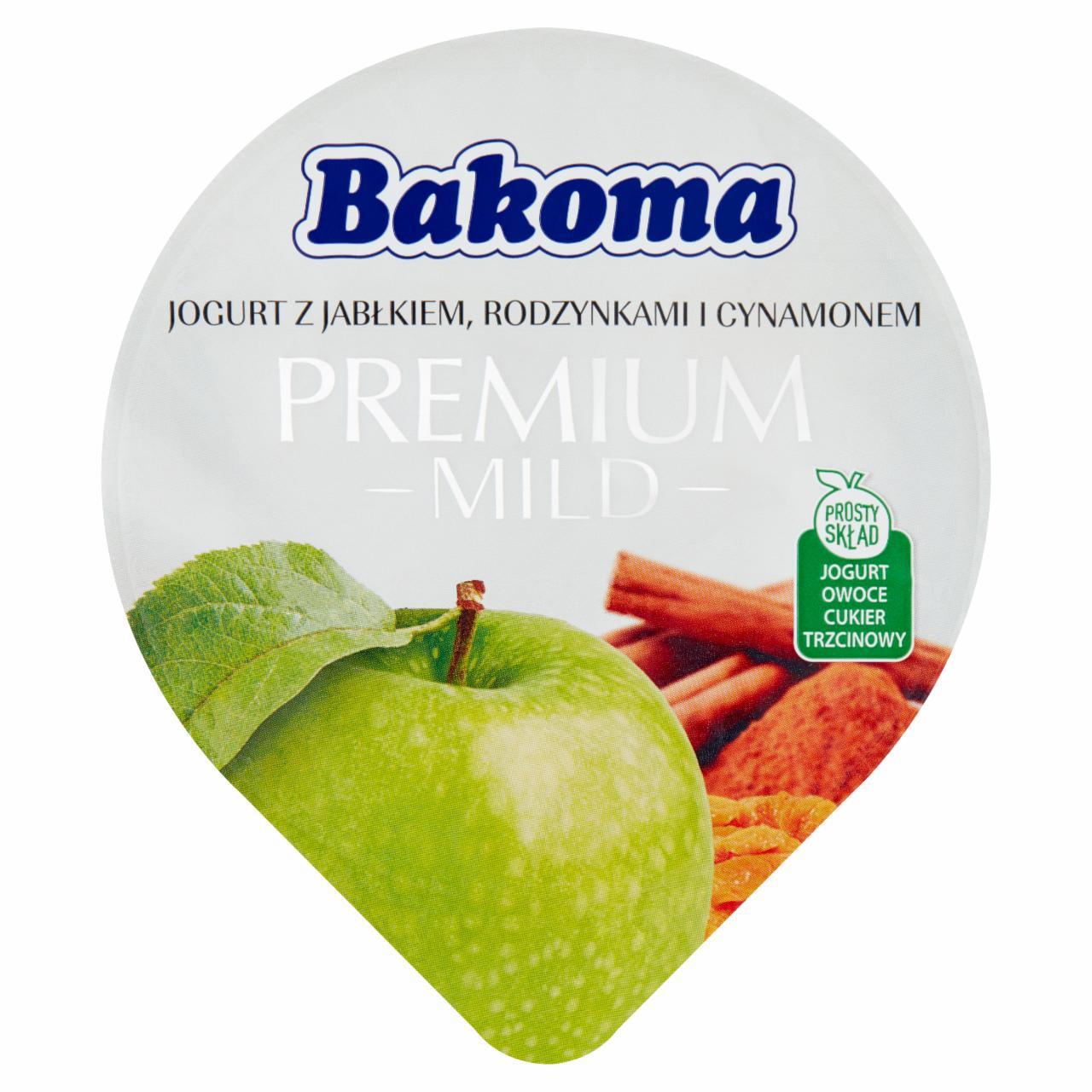 Zdjęcia - Bakoma Premium Mild Jogurt z jabłkiem rodzynkami i cynamonem 140 g
