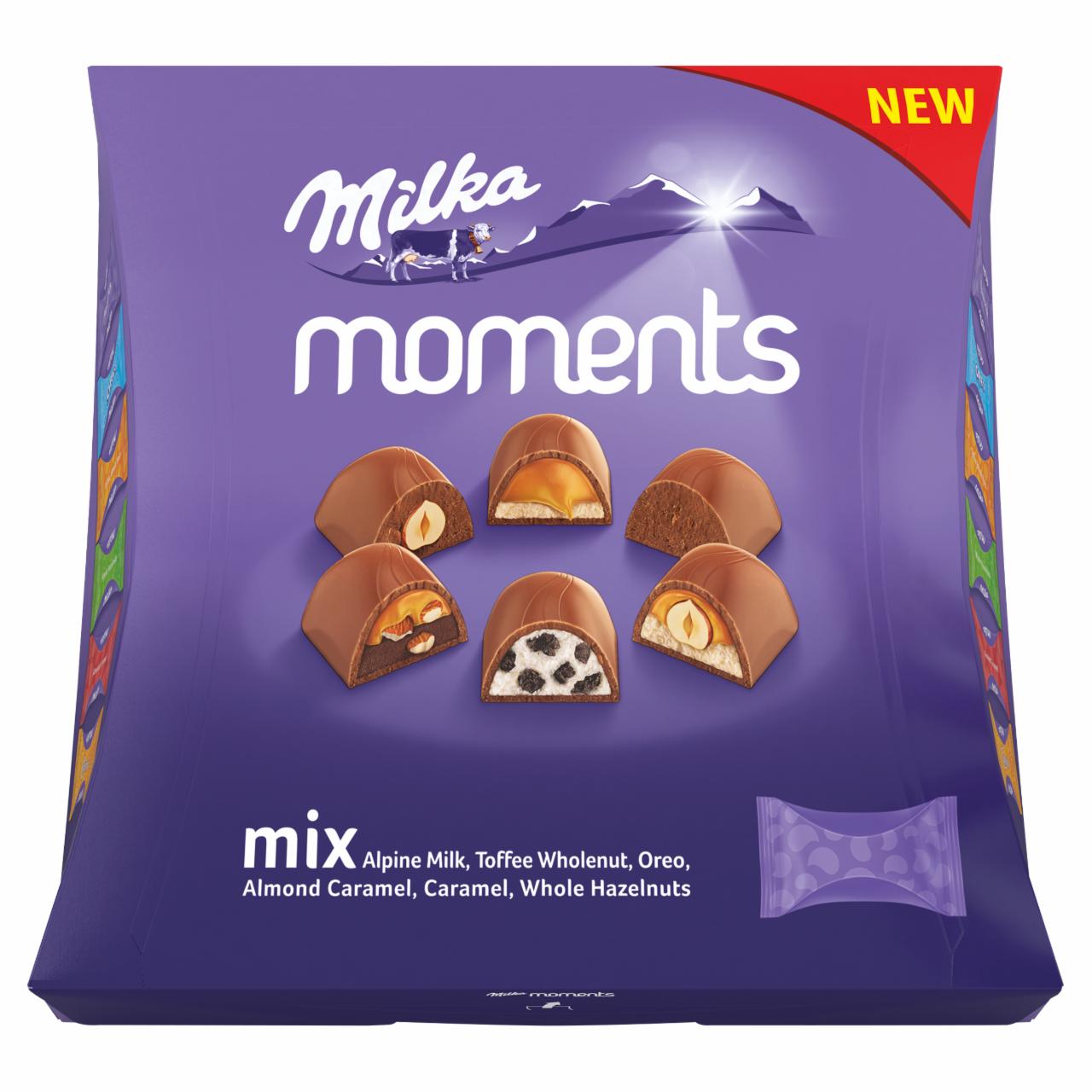 Zdjęcia - Milka Moments Mieszanka czekoladek mlecznych Mix 169 g (19 sztuk)