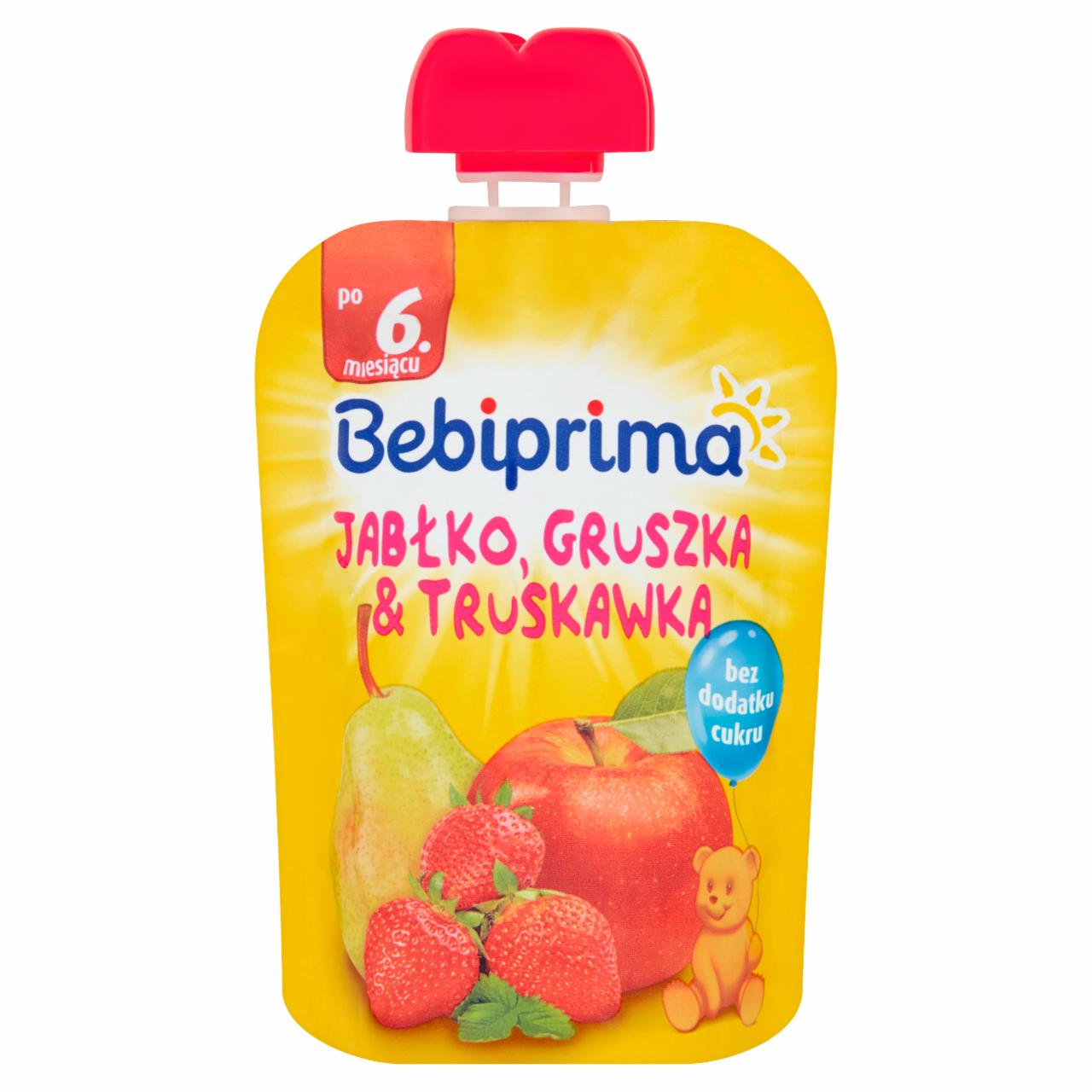 Zdjęcia - Bebiprima Mus owocowy po 6. miesiącu jabłko gruszka & truskawka 90 g