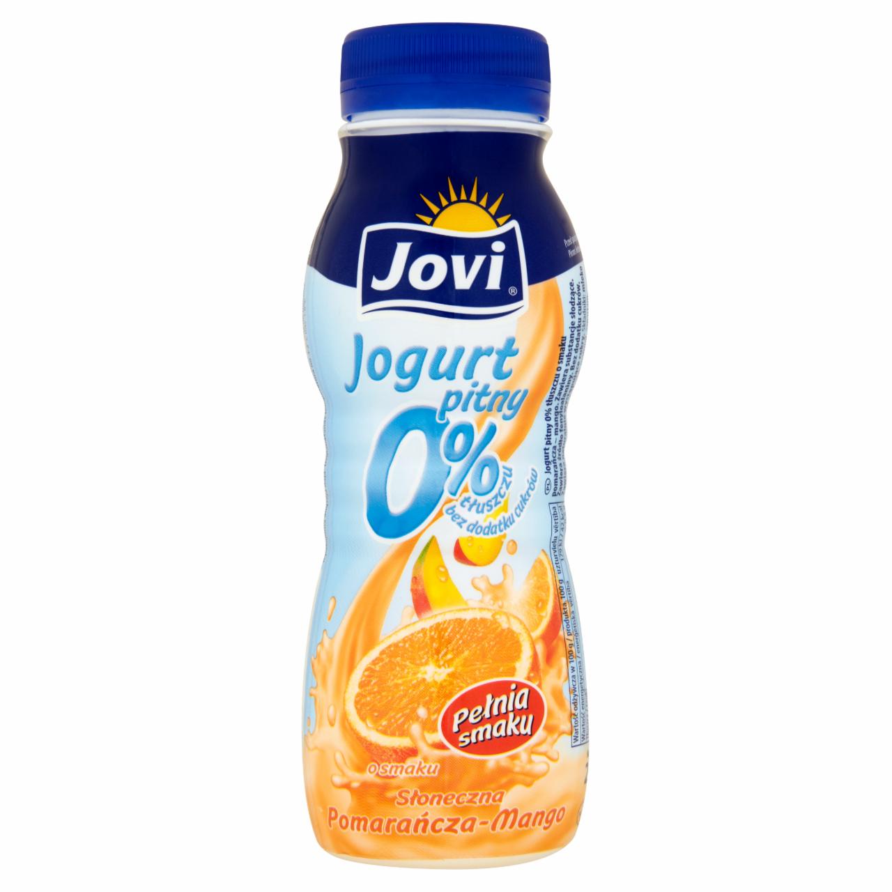 Zdjęcia - Jovi Jogurt pitny 0% o smaku słoneczna pomarańcza-mango 250 g