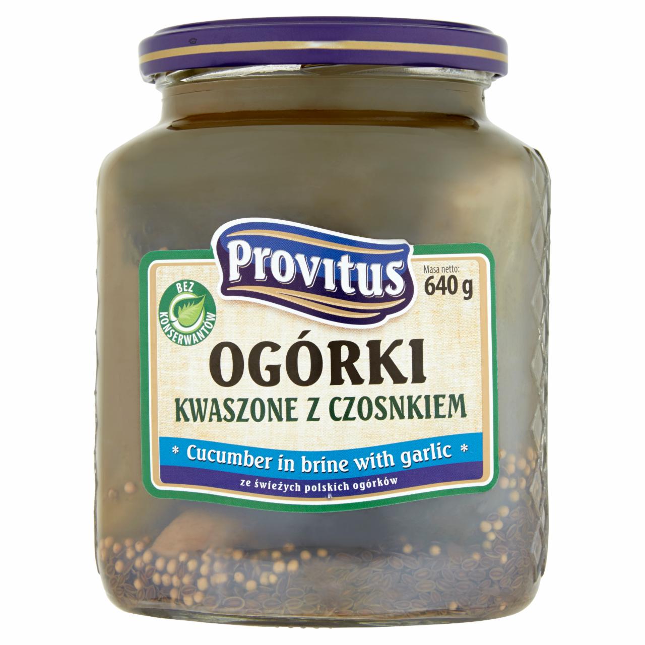 Zdjęcia - Provitus Ogórki kwaszone z czosnkiem 640 g