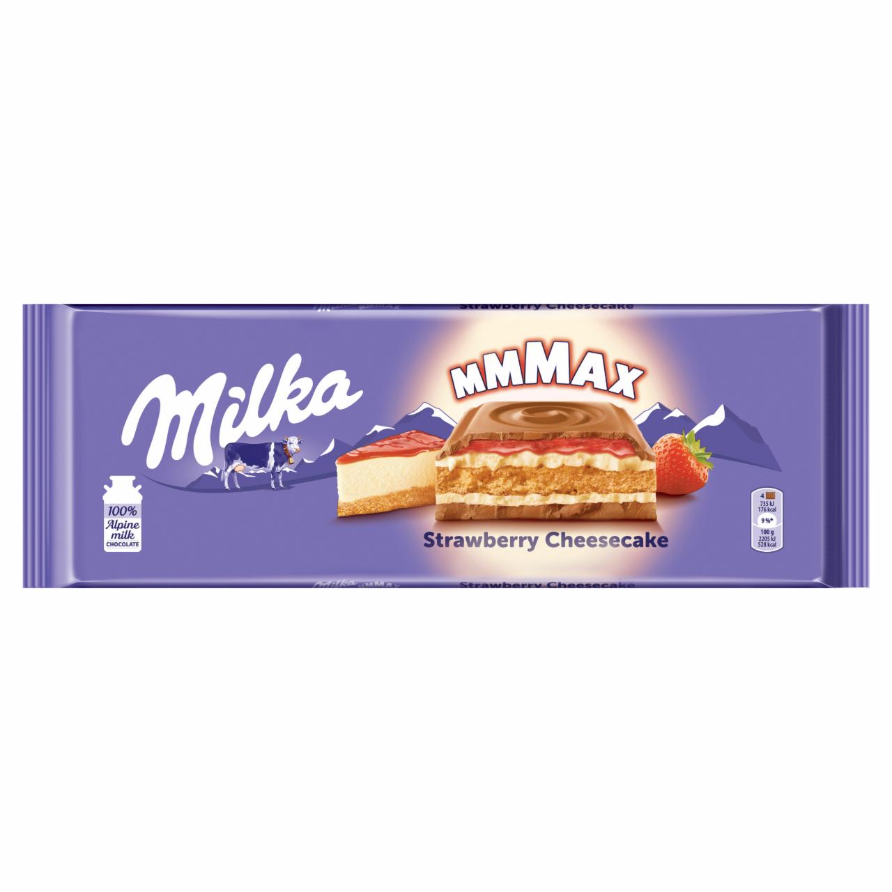 Zdjęcia - Milka Mmmax Herbatnik nadzienie o smaku sernika i nadzienie truskawkowe w czekoladzie mlecznej 300 g