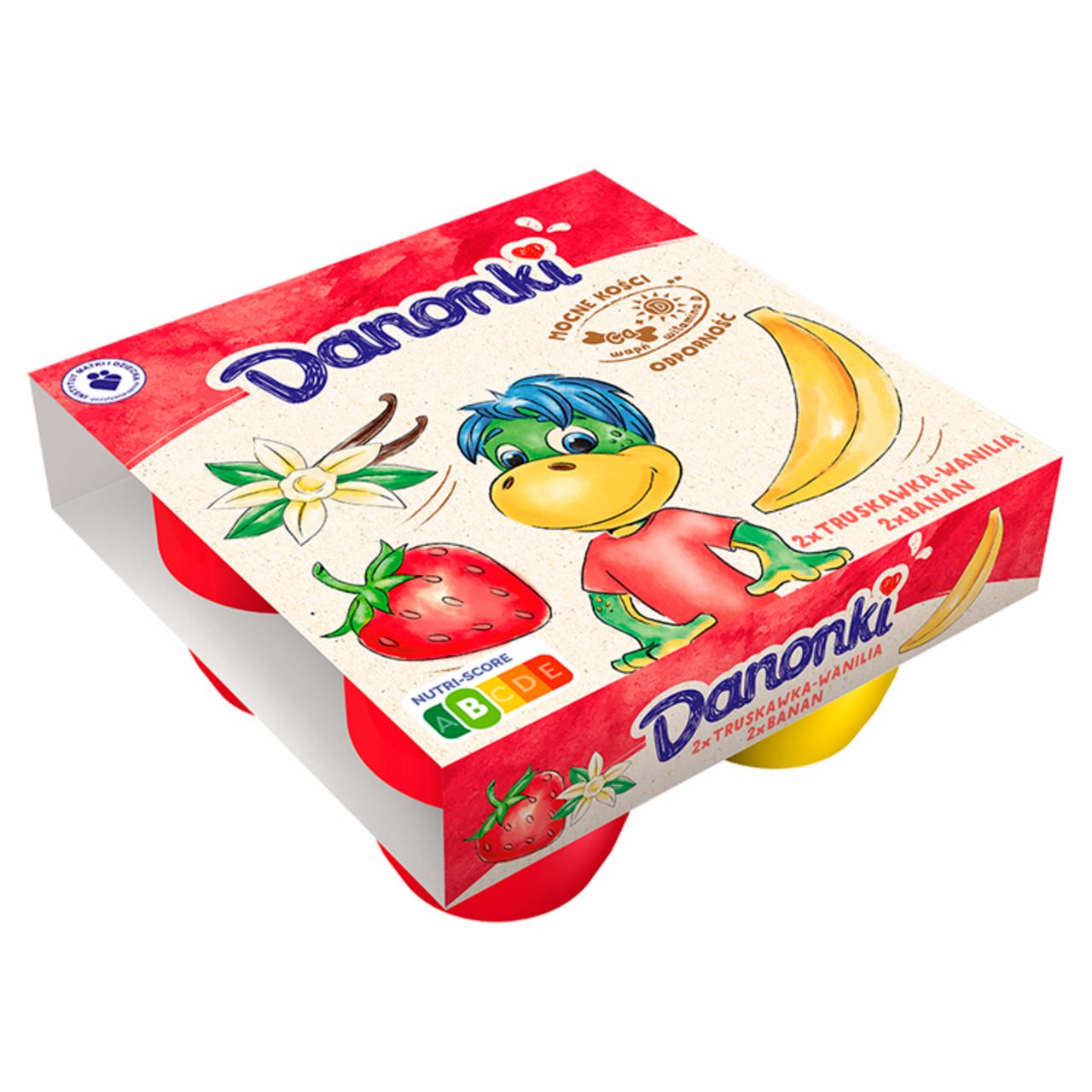 Zdjęcia - Danone Danonki Mega Serek truskawka-wanilia banan 360 g (4 x 90 g)