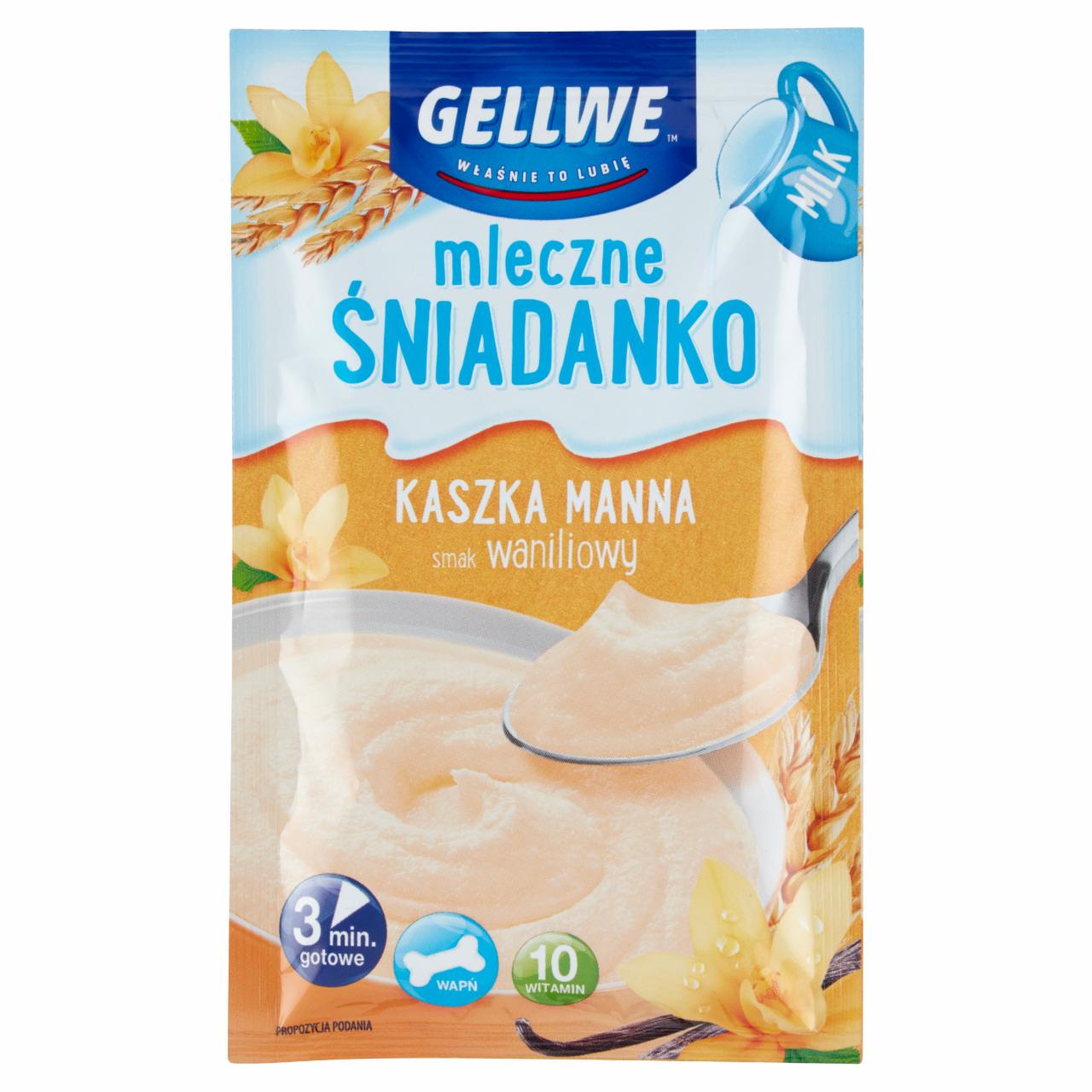 Zdjęcia - Mleczne Śniadanko Kaszka manna smak waniliowy 50 g Gellwe