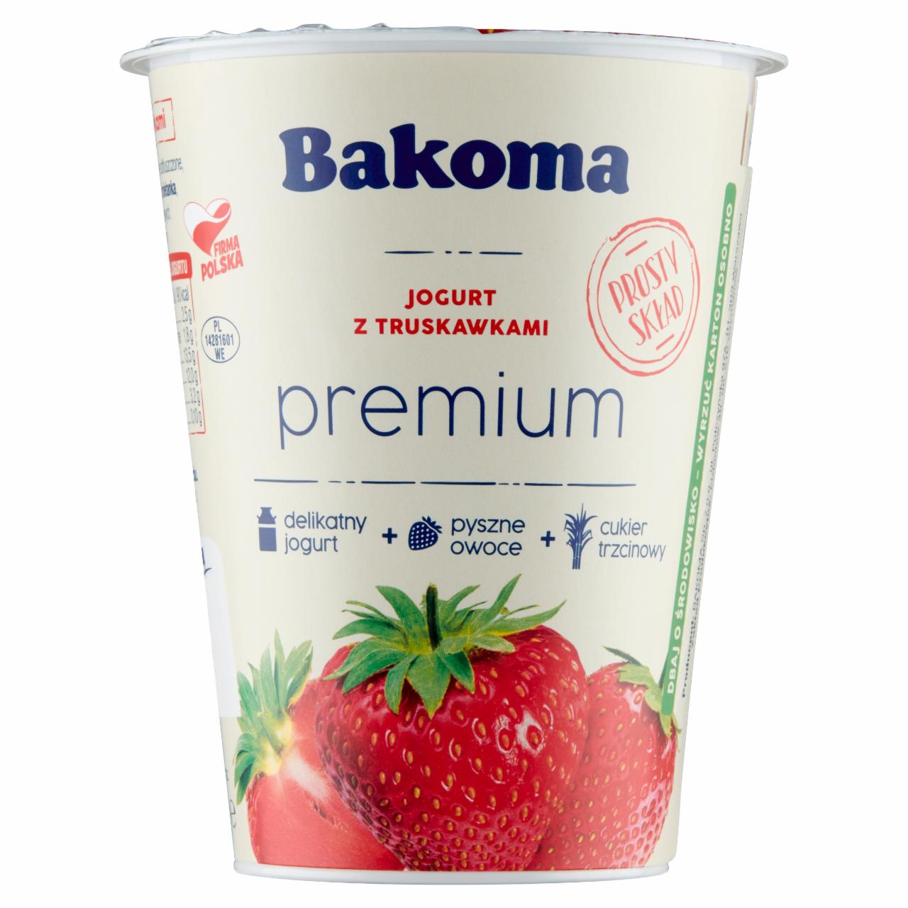 Zdjęcia - Bakoma Premium Jogurt z truskawkami 400 g