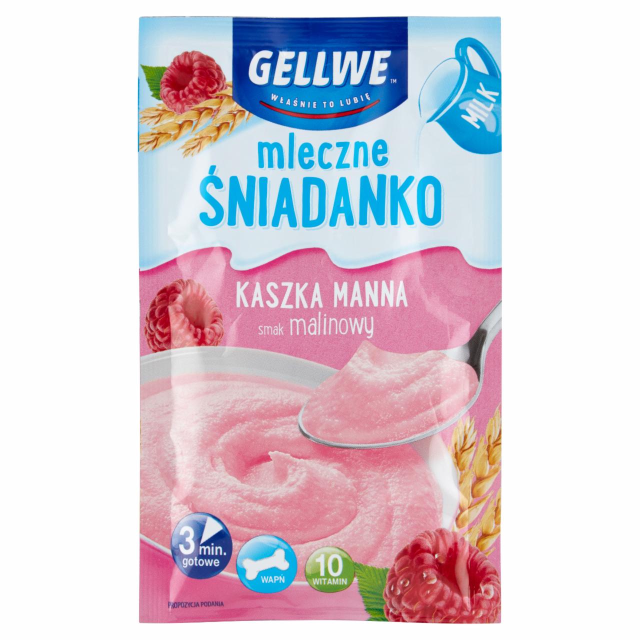 Zdjęcia - Gellwe Mleczne śniadanko Kaszka manna smak malinowy 50 g