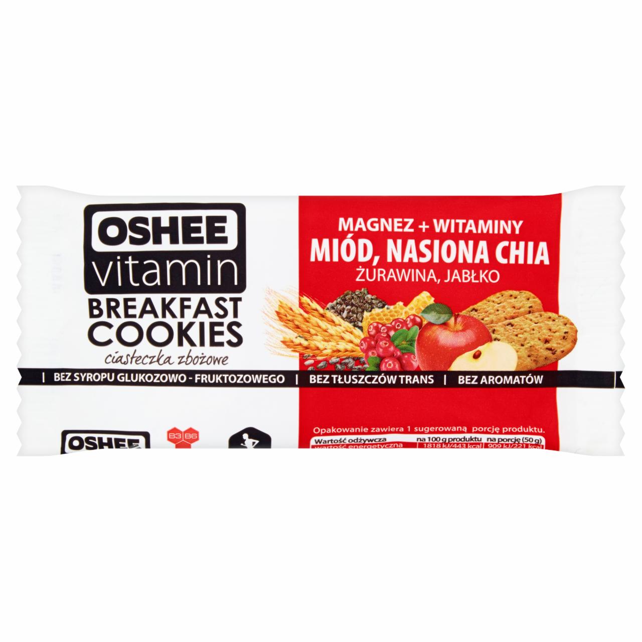 Zdjęcia - Oshee Vitamin Miód Nasiona Chia Żurawina Jabłko Ciasteczka zbożowe 50 g