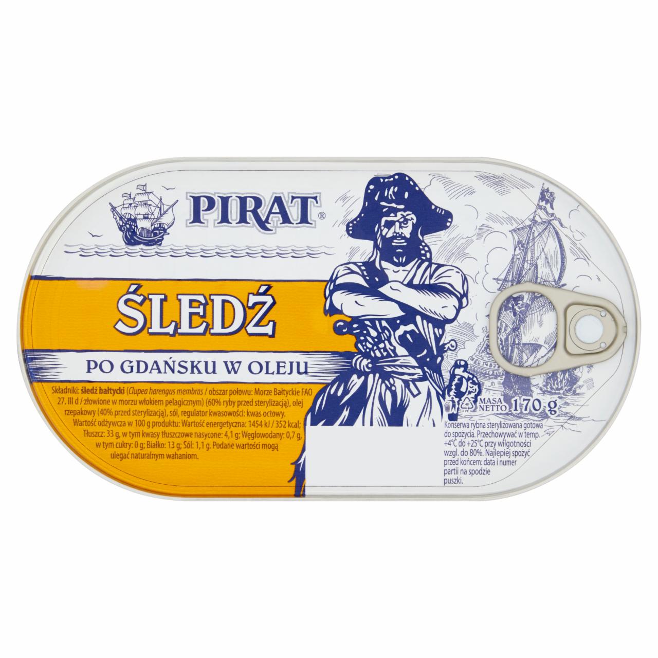 Zdjęcia - Pirat Śledź po gdańsku w oleju 170 g