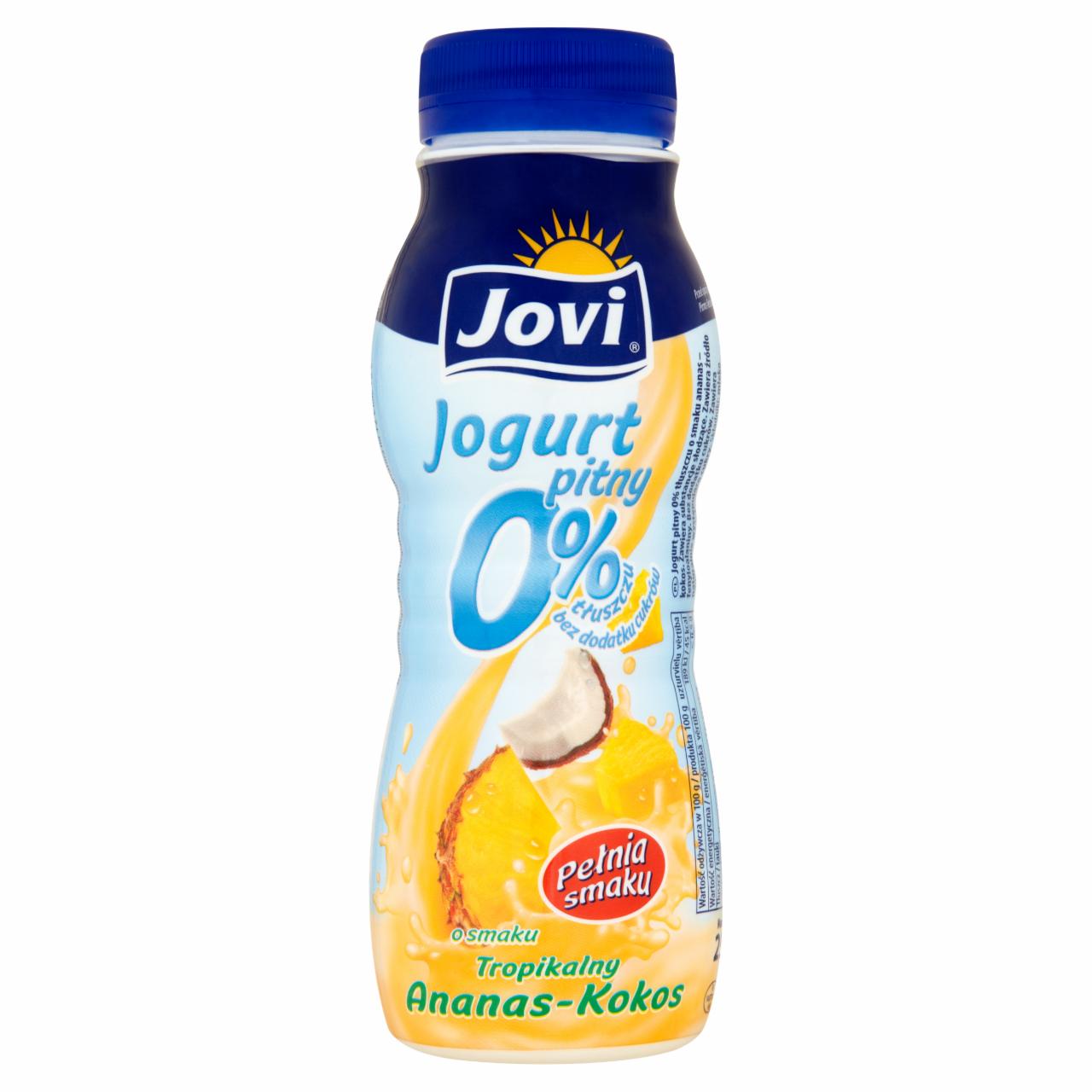 Zdjęcia - Jovi Jogurt pitny 0% o smaku tropikalny ananas-kokos 250 g