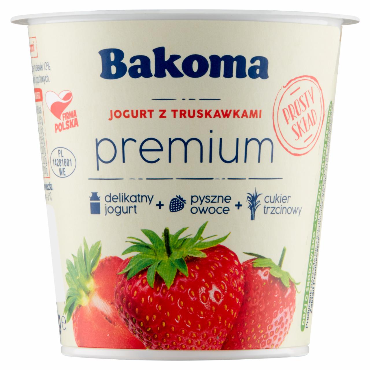 Zdjęcia - Bakoma Premium Jogurt z truskawkami 140 g