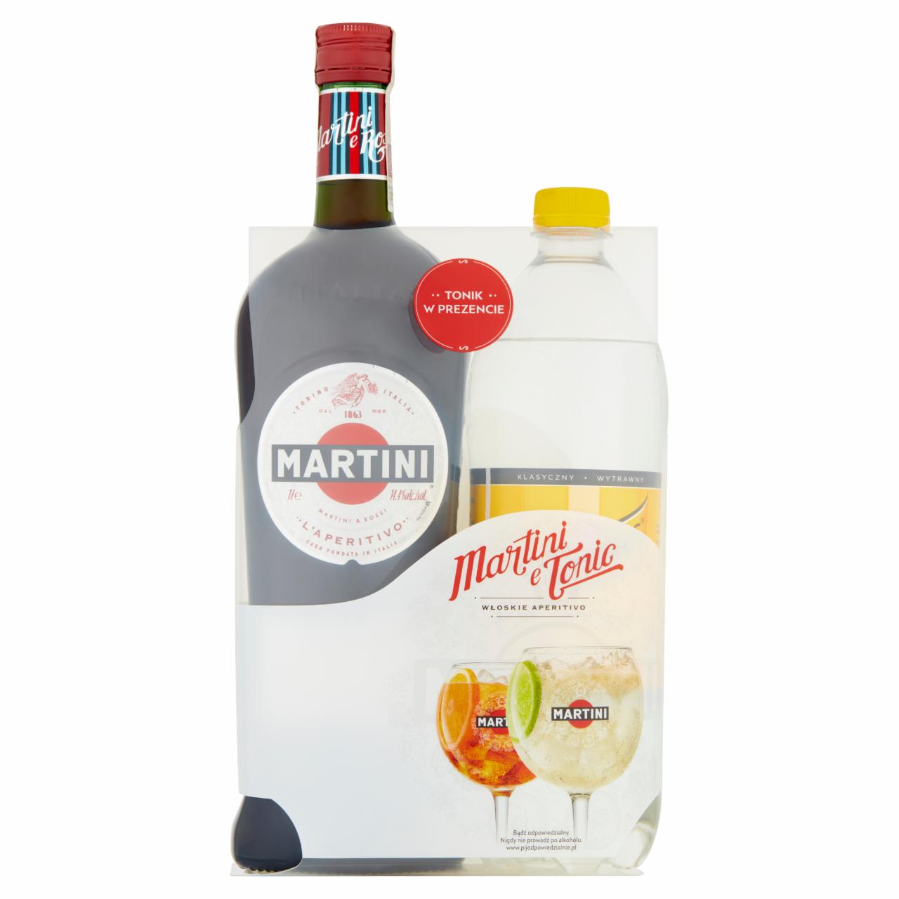 Zdjęcia - Martini Rosso Aromatyzowany napój na bazie wina 1 l i Schweppes Indian Tonic Napój gazowany 0,9 l