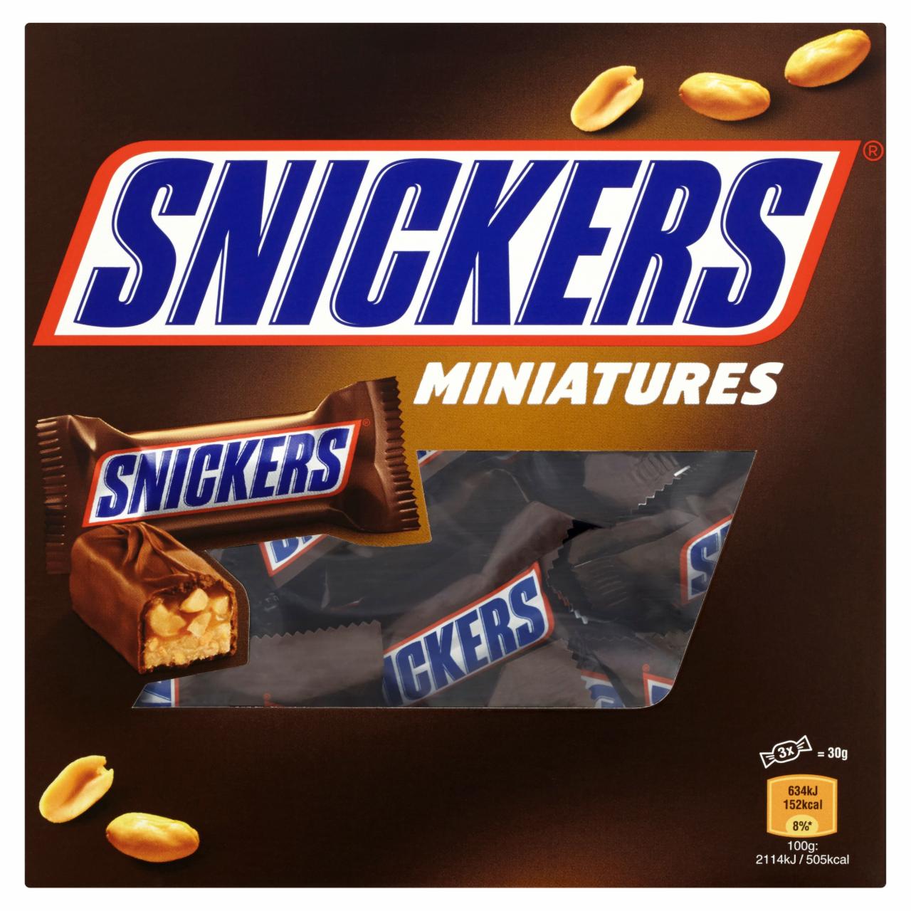 Zdjęcia - Snickers Miniatures Batonik z nugatowym nadzieniem orzeszkami ziemnymi w karmelu i czekoladzie 260 g