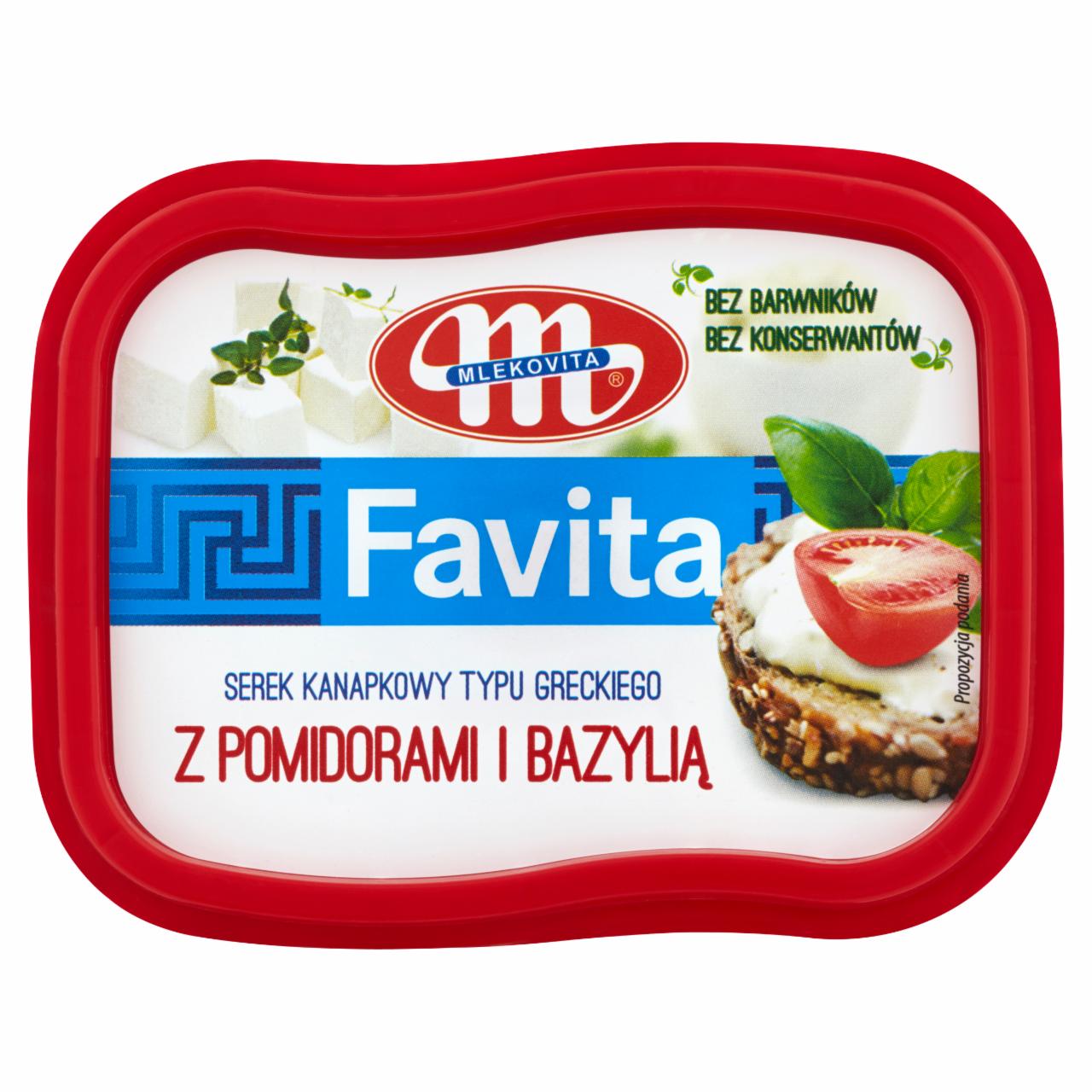 Zdjęcia - Mlekovita Favita Serek kanapkowy typu greckiego z pomidorami i bazylią 150 g