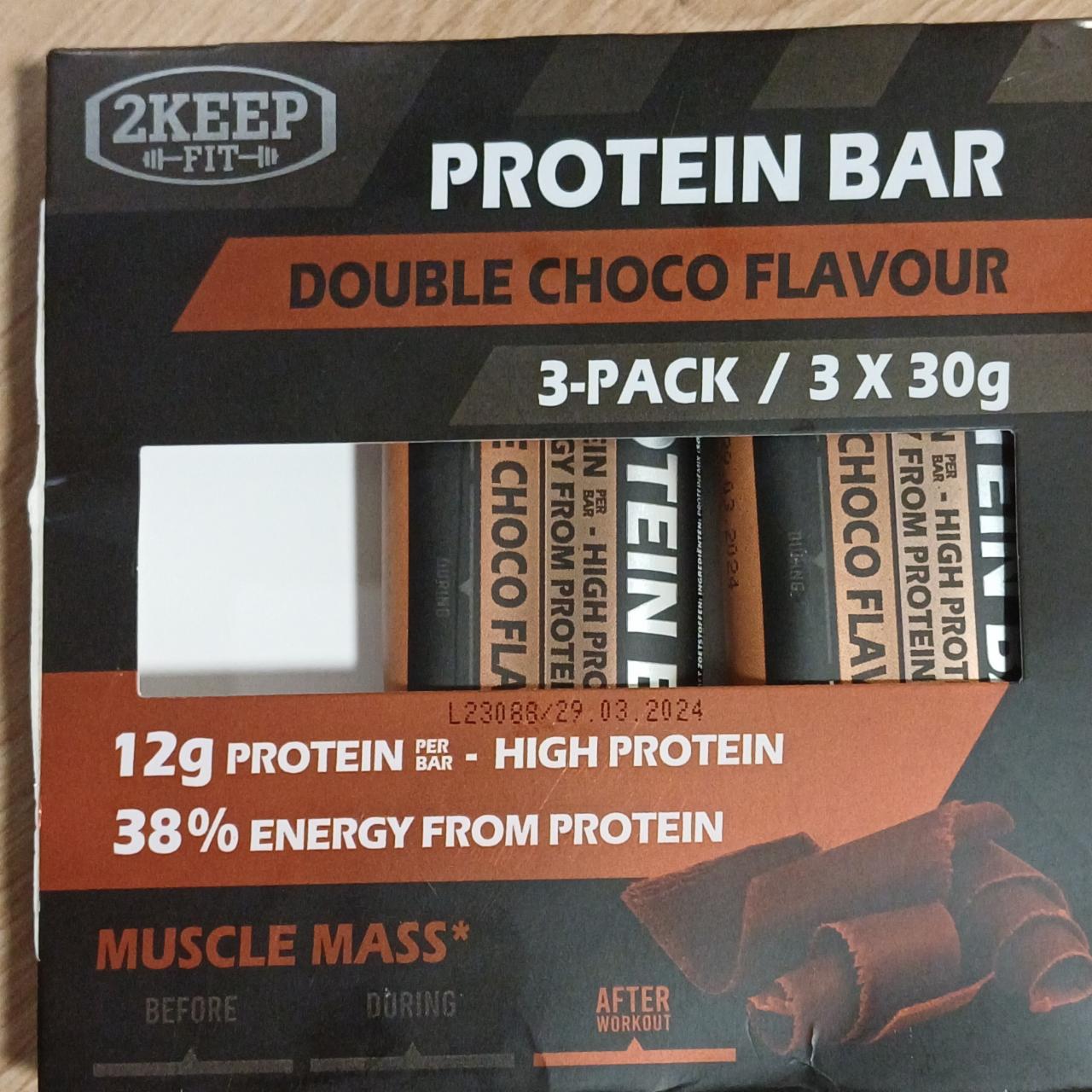 Zdjęcia - protein bar double choco flavour 38% protein 2Keep Fit