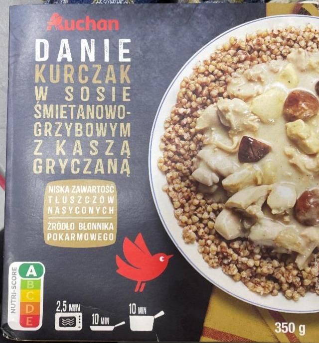 Zdjęcia - Danie kurczak w sosie śmietanowo grzybowym z kaszą gryczaną Auchan