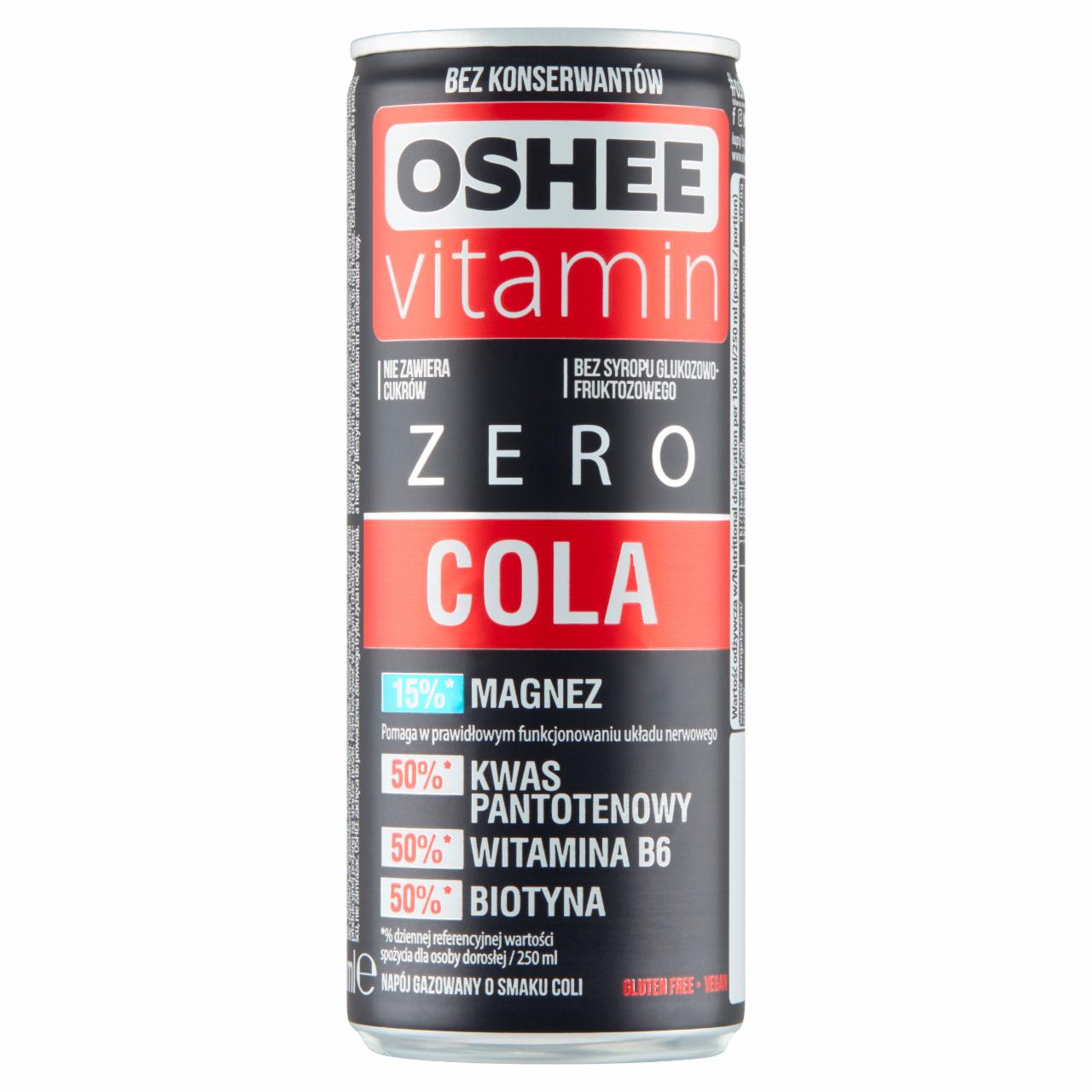 Zdjęcia - Oshee Vitamin Zero Cola Napój gazowany o smaku coli 250 ml