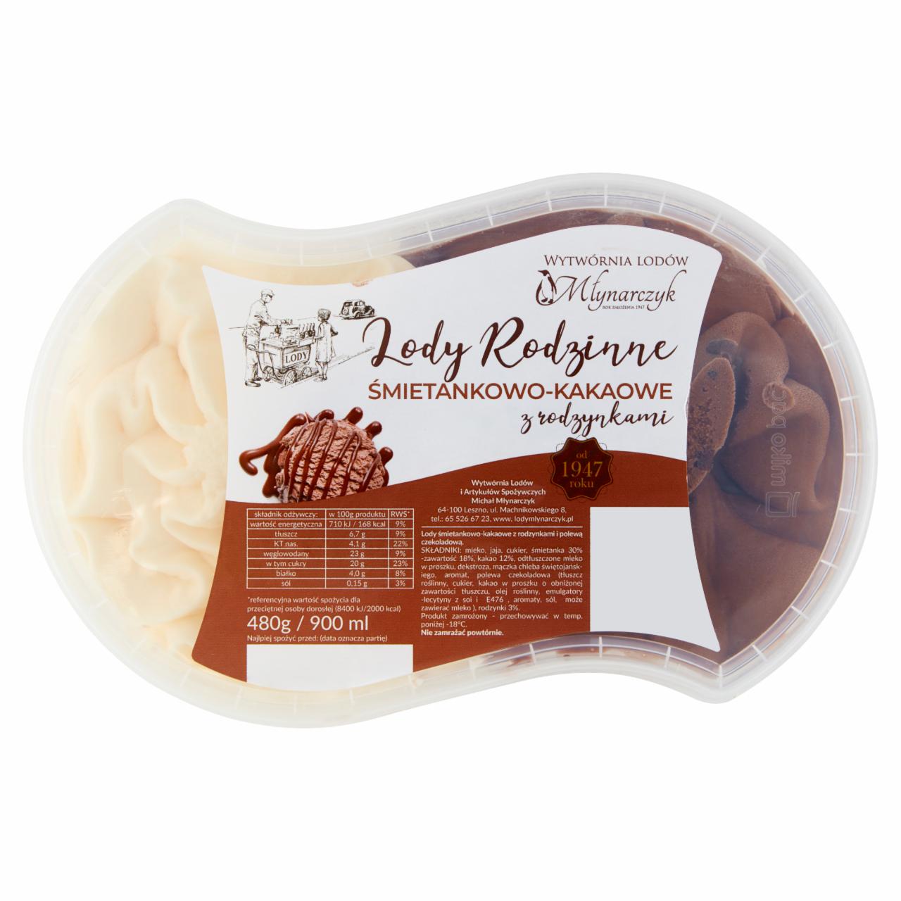 Zdjęcia - Lody rodzinne śmietankowo-kakaowe z rodzynkami 900 ml