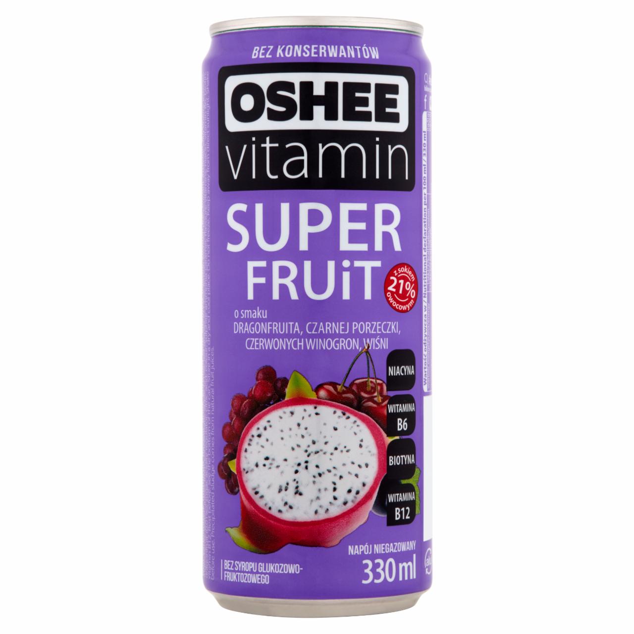 Zdjęcia - Oshee Vitamin Super Fruit Napój niegazowany o smaku wieloowocowym wzbogacony witaminami 330 ml