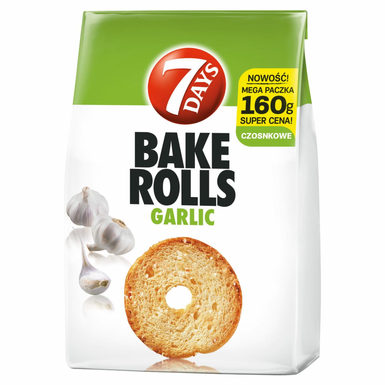 Zdjęcia - Bake Rolls Chrupki chlebowe z otrębami pszennymi i czosnkiem 160 g 7 Days