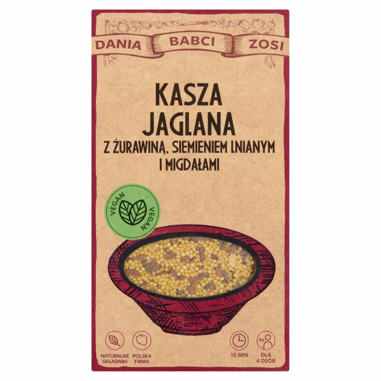 Zdjęcia - Kasza jaglana z żurawiną siemieniem lnianym i migdałami 250 g (2 x 125 g) Dania Babci Zosi