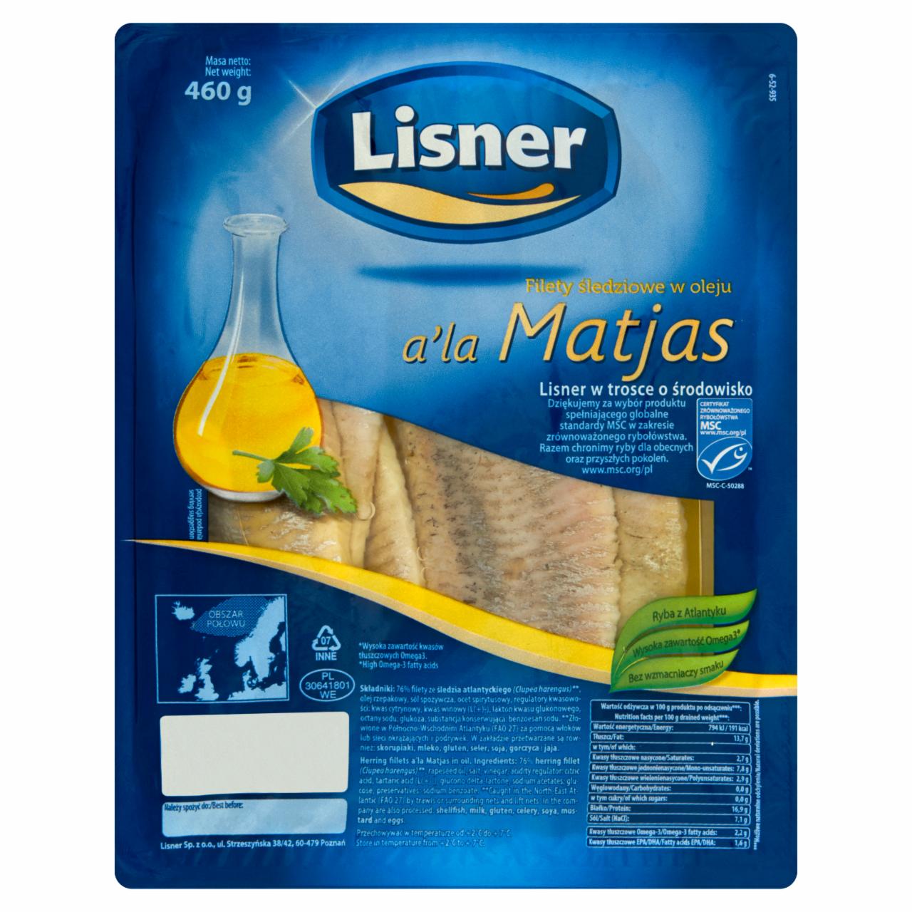 Zdjęcia - Lisner Filety śledziowe w oleju a'la Matjas 460 g