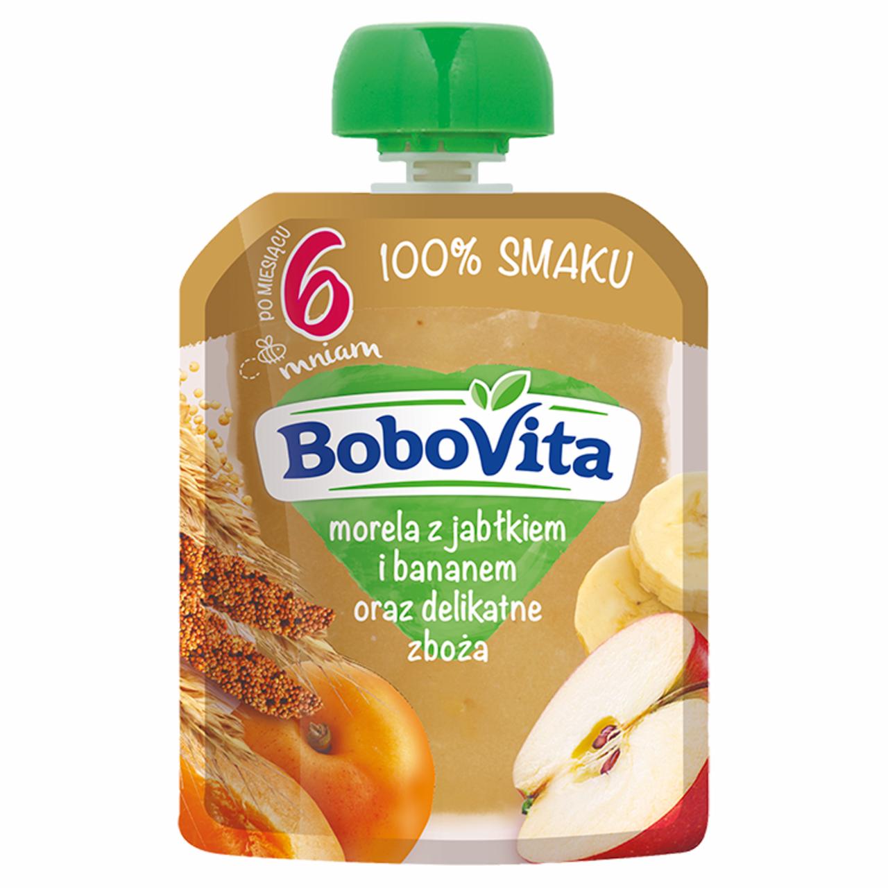 Zdjęcia - BoboVita Morela z jabłkiem i bananem oraz delikatne zboża po 6 miesiącu 80 g