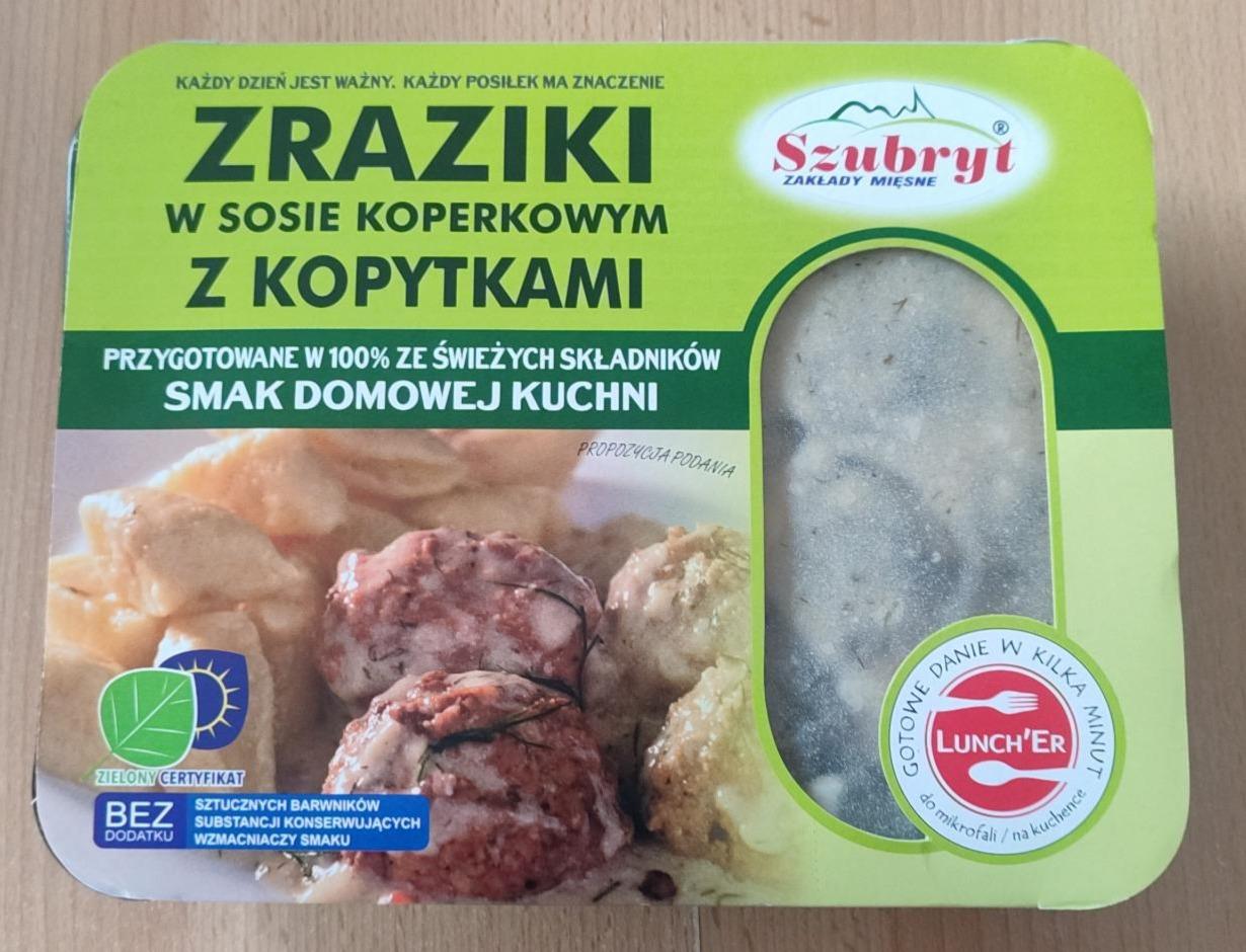 Zdjęcia - Zraziki w sosie koperkowym z kopytkami Szubryt