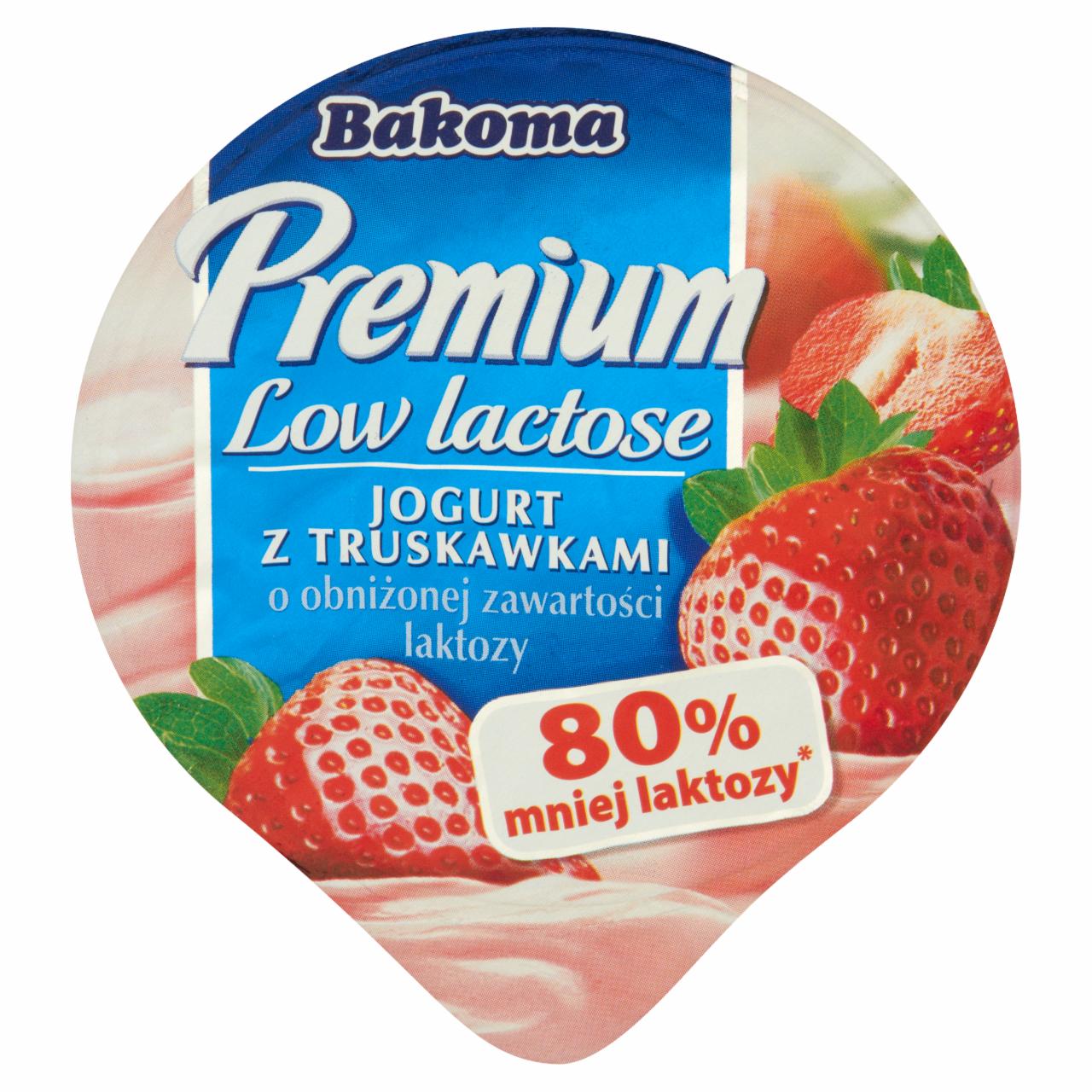 Zdjęcia - Bakoma Premium Low lactose Jogurt z truskawkami o obniżonej zawartości laktozy 140 g