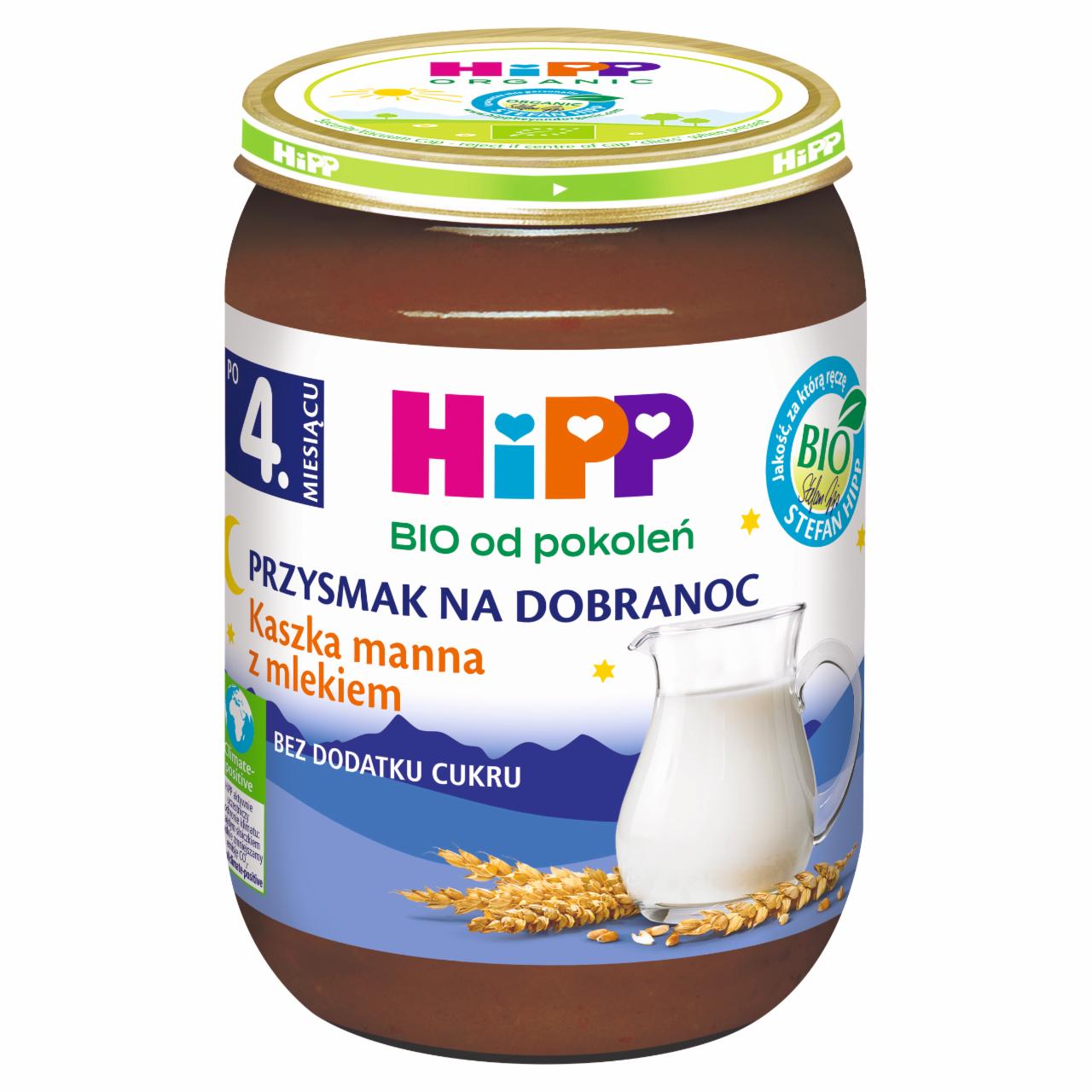 Zdjęcia - HiPP BIO Przysmak na Dobranoc Kaszka manna z mlekiem po 4. miesiącu 190 g