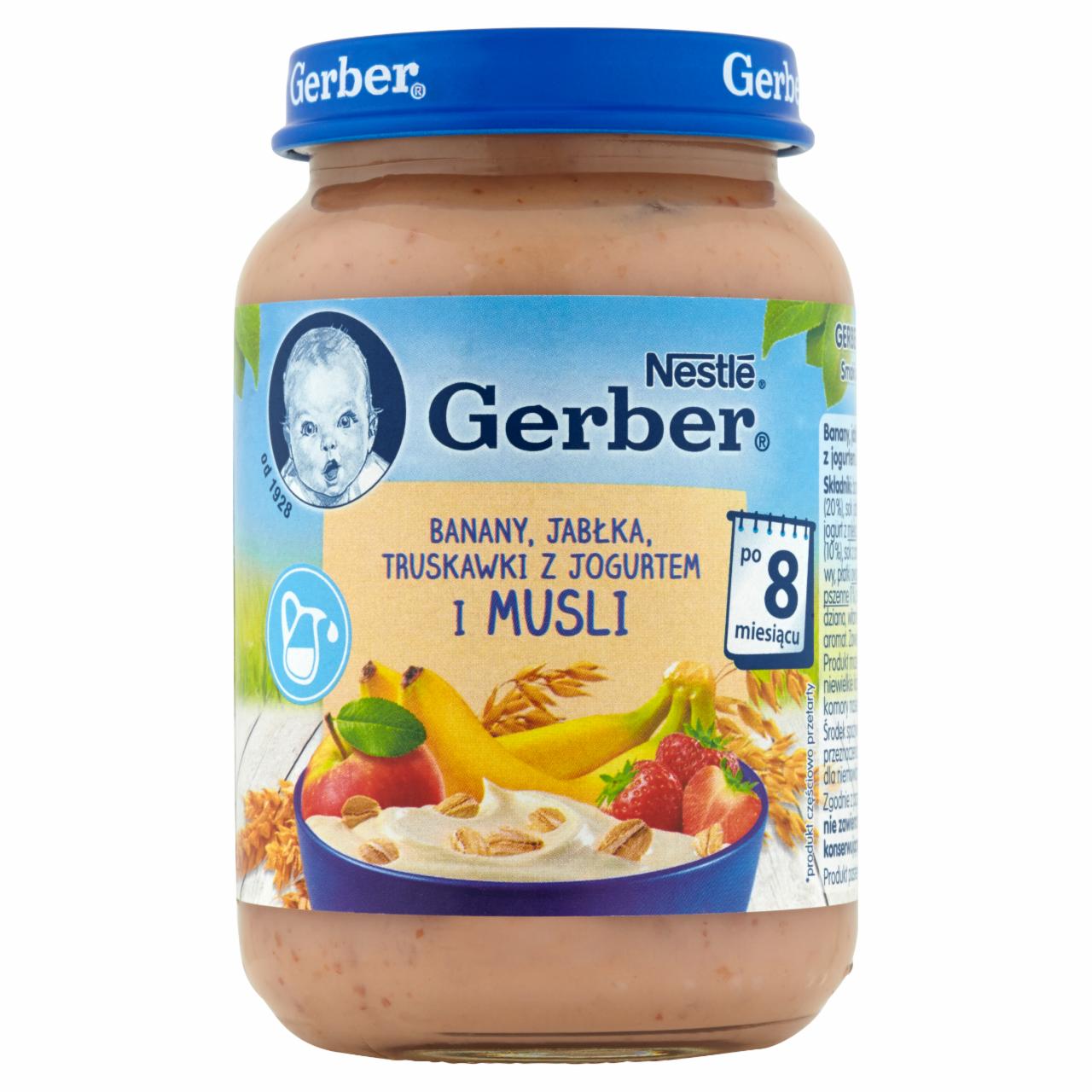 Zdjęcia - Gerber Banany jabłka truskawki z jogurtem i musli po 8 miesiącu 190 g