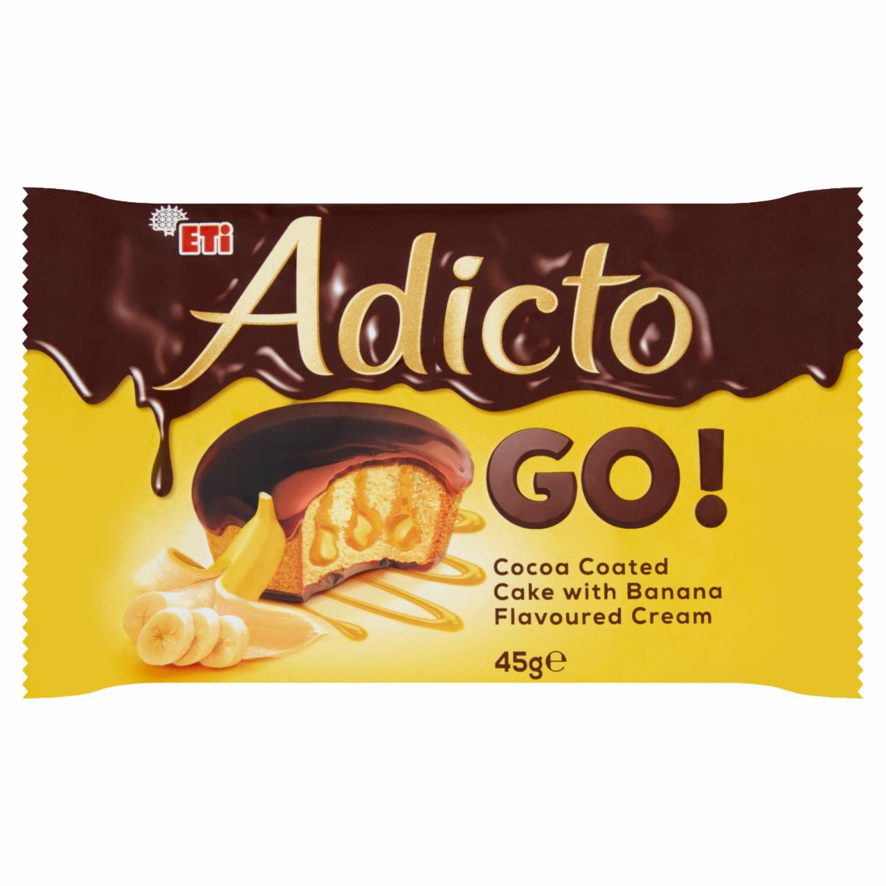 Zdjęcia - Eti Adicto Go! Ciastko w polewie kakaowej z kremem o smaku bananowym 45 g