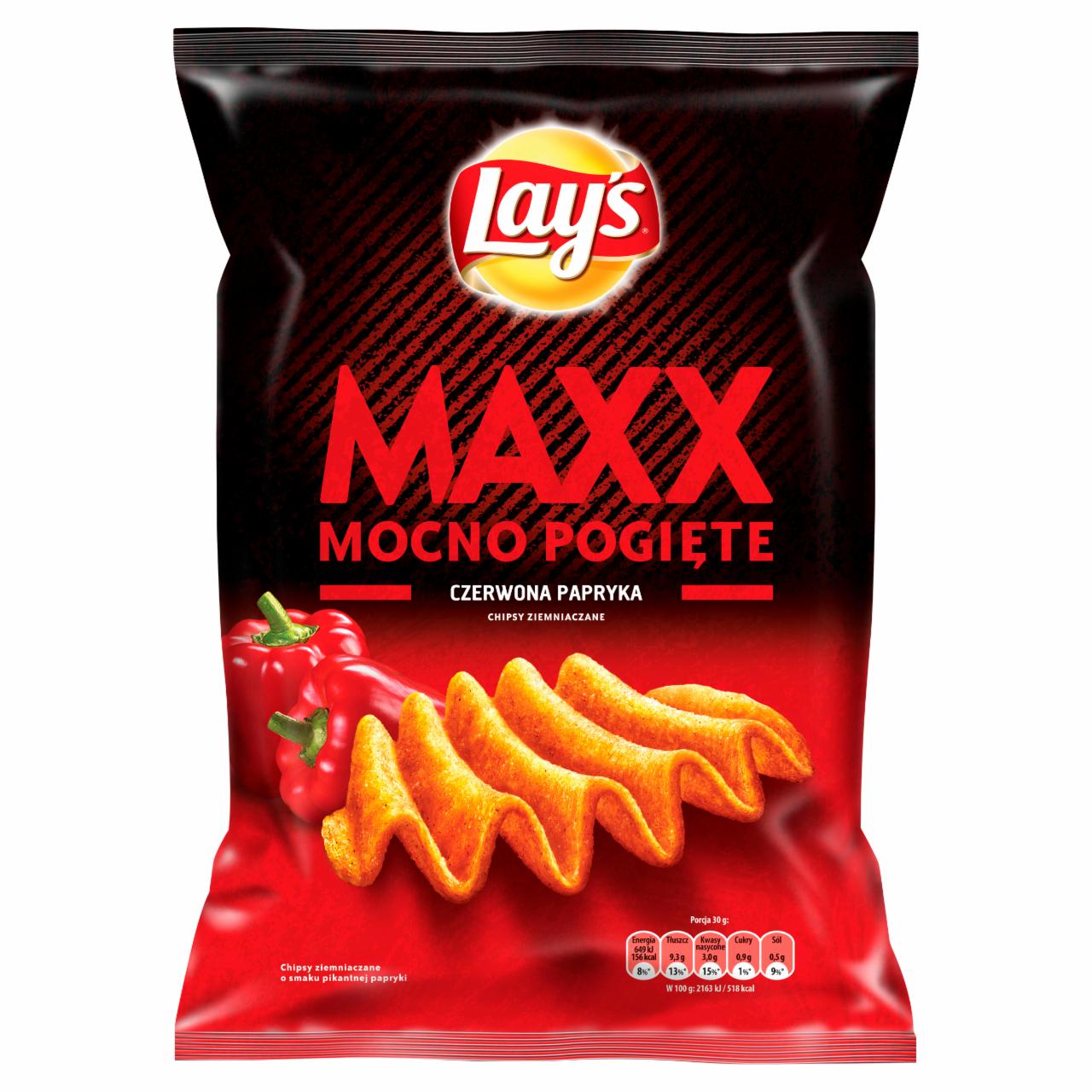 Zdjęcia - Lay's Maxx Mocno Pogięte Czerwona papryka Chipsy ziemniaczane 210 g