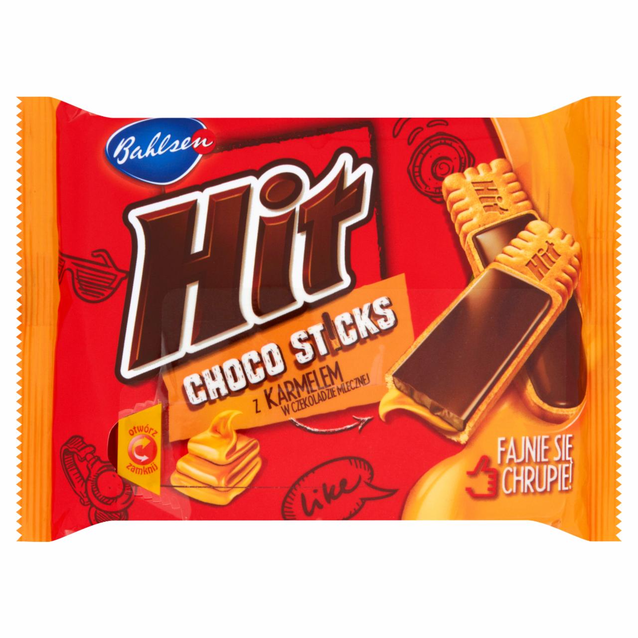 Zdjęcia - Hit Choco Sticks z karmelem w czekoladzie mlecznej Herbatniki 120 g