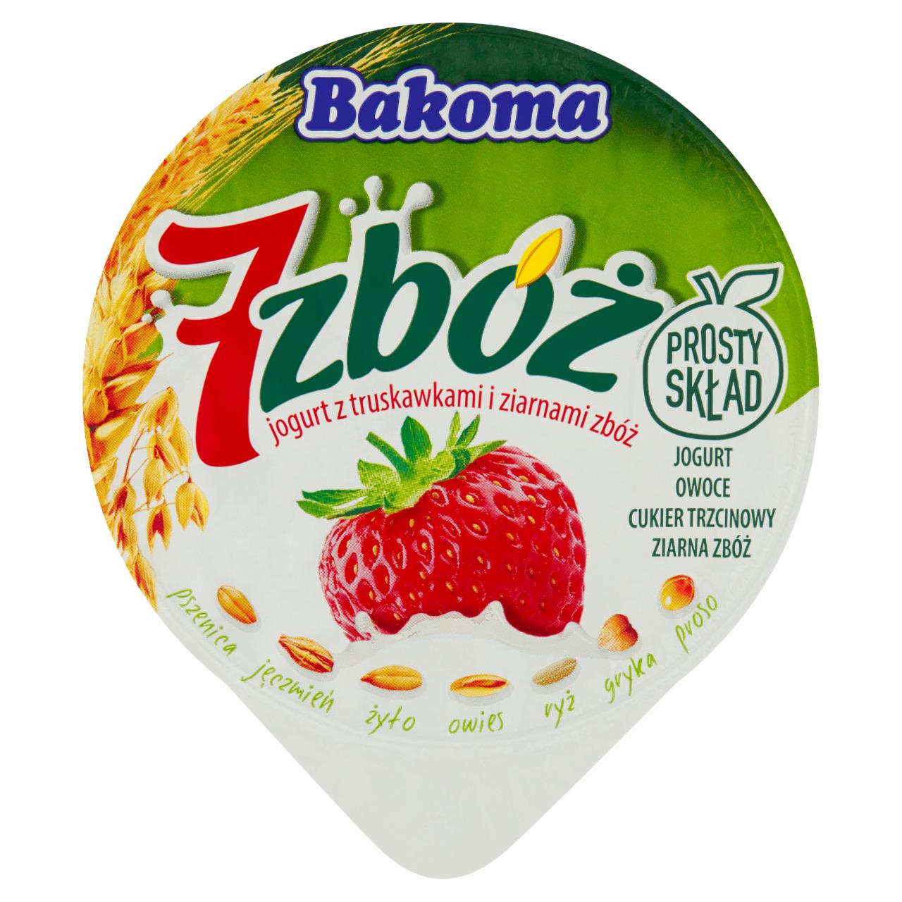 Zdjęcia - Bakoma 7 zbóż Jogurt z truskawkami i ziarnami zbóż 300 g