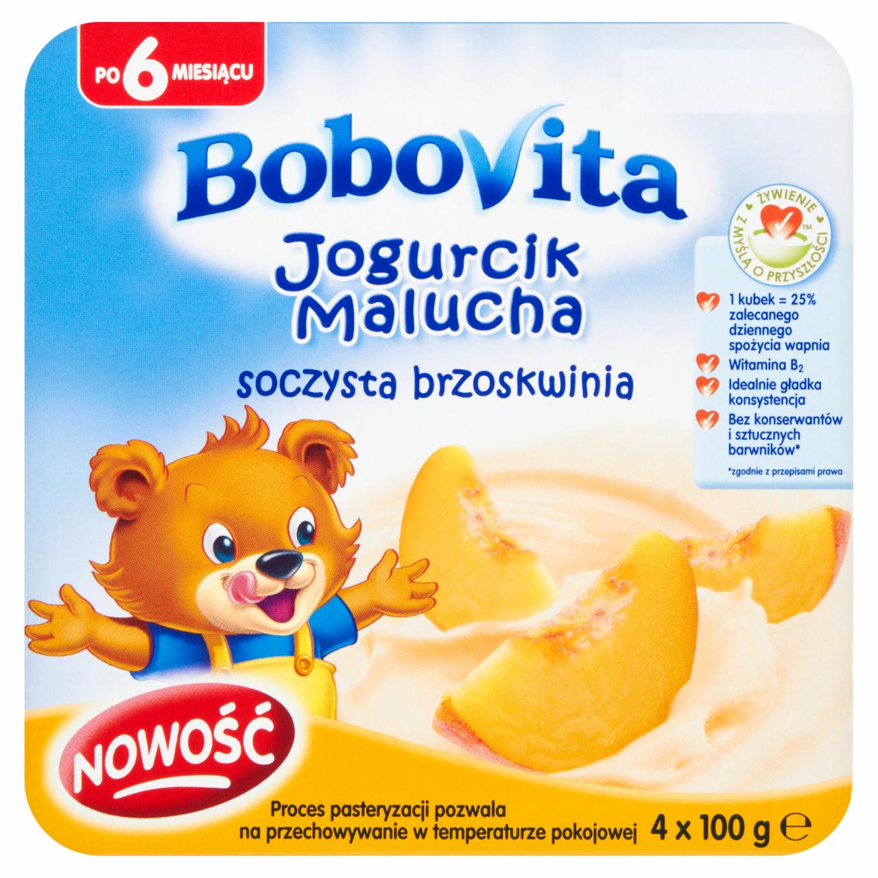 Zdjęcia - BoboVita Jogurcik Malucha soczysta brzoskwinia po 6 miesiącu 4 x 100 g