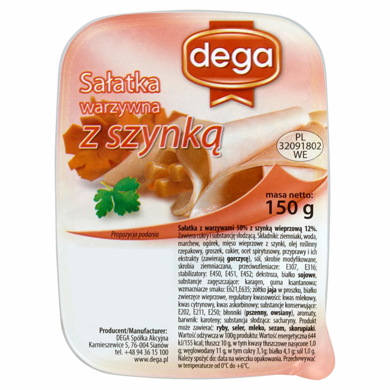 Zdjęcia - Dega Sałatka warzywna z szynką 150 g