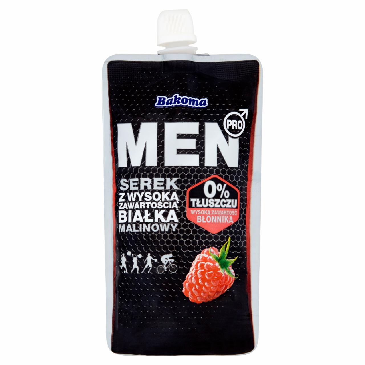 Zdjęcia - Bakoma Men Serek z wysoką zawartością protein malinowy 120 g e