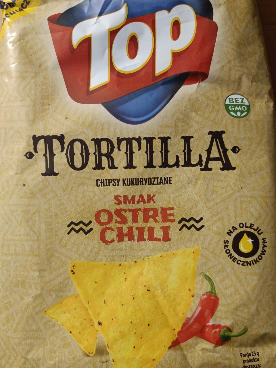 Zdjęcia - Tortilla chipsy kukurydziane smak ostre chili TOP