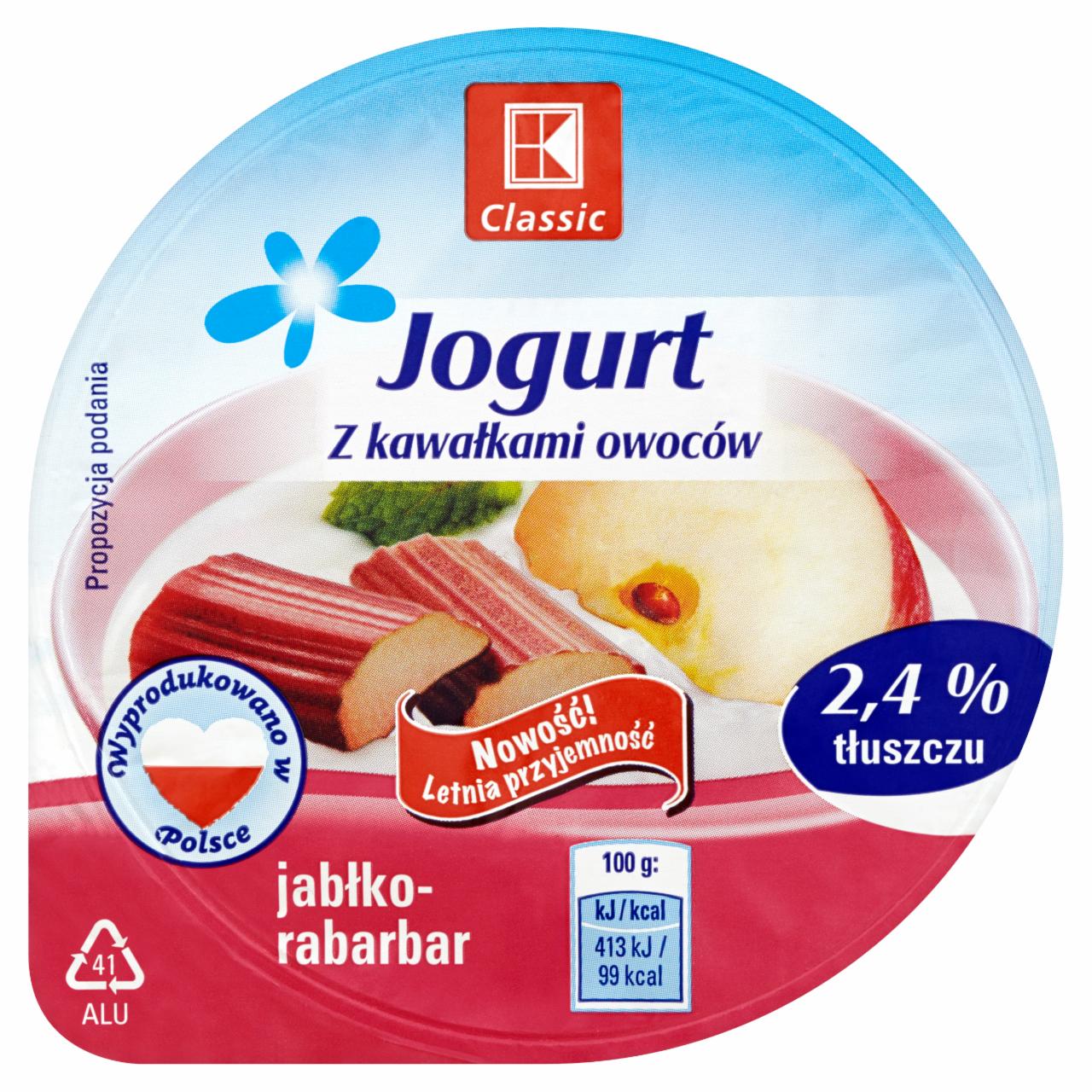 Zdjęcia - K-Classic Jogurt z kawałkami owoców jabłko-rabarbar 150 g