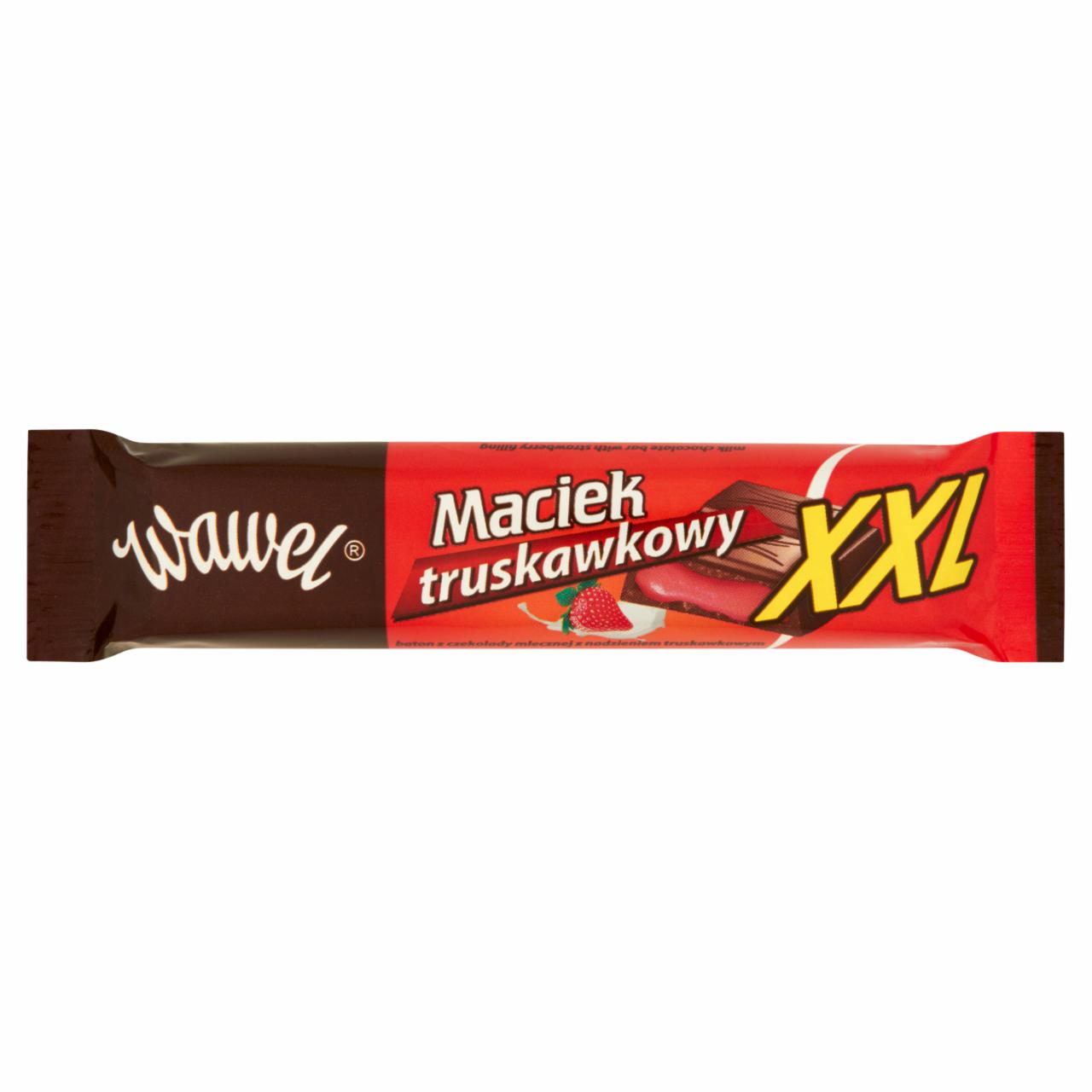 Zdjęcia - Wawel Maciek truskawkowy XXL Baton z czekolady mlecznej z nadzieniem truskawkowym 47 g
