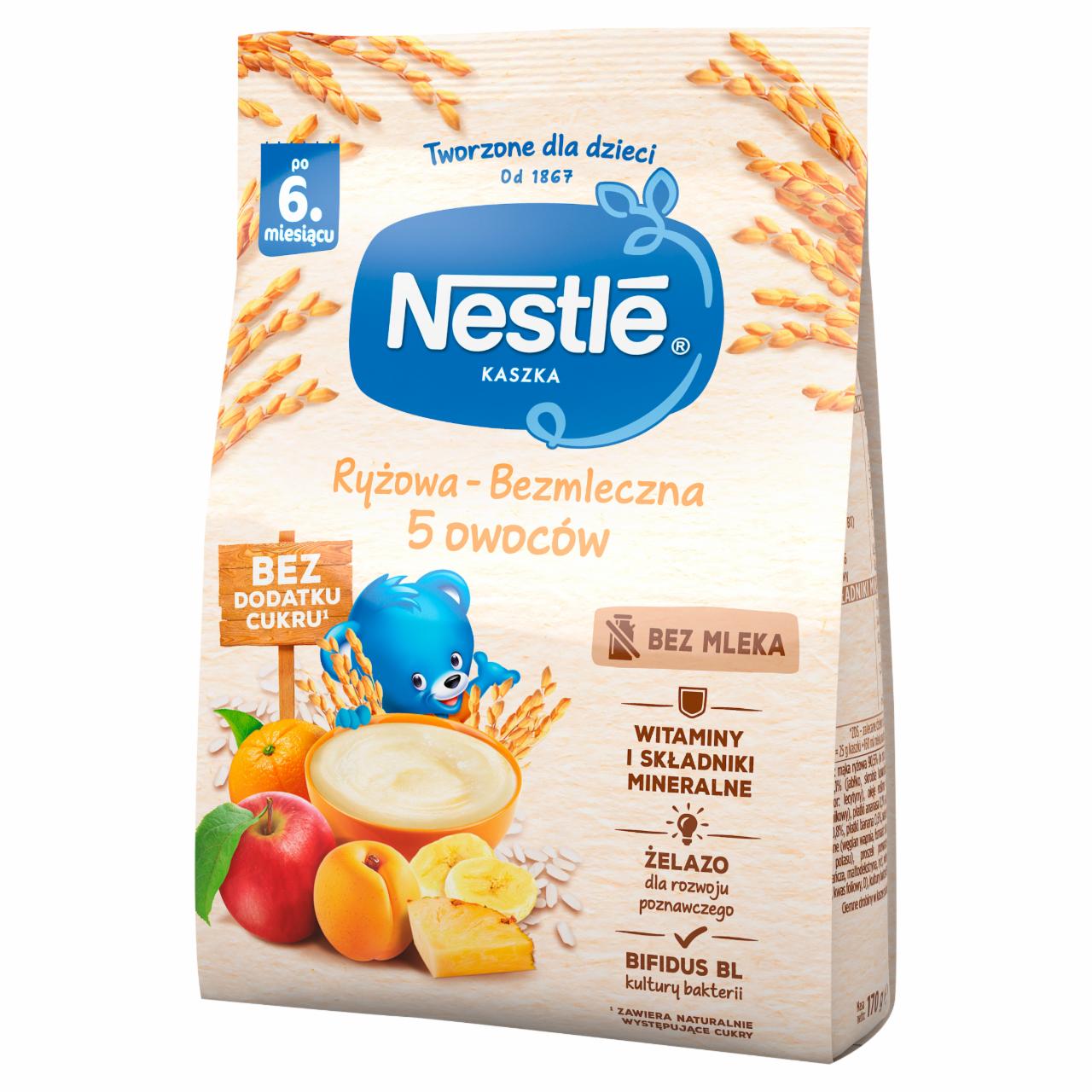 Zdjęcia - Nestlé Kaszka ryżowa bezmleczna 5 owoców dla niemowląt po 6. miesiącu 170 g