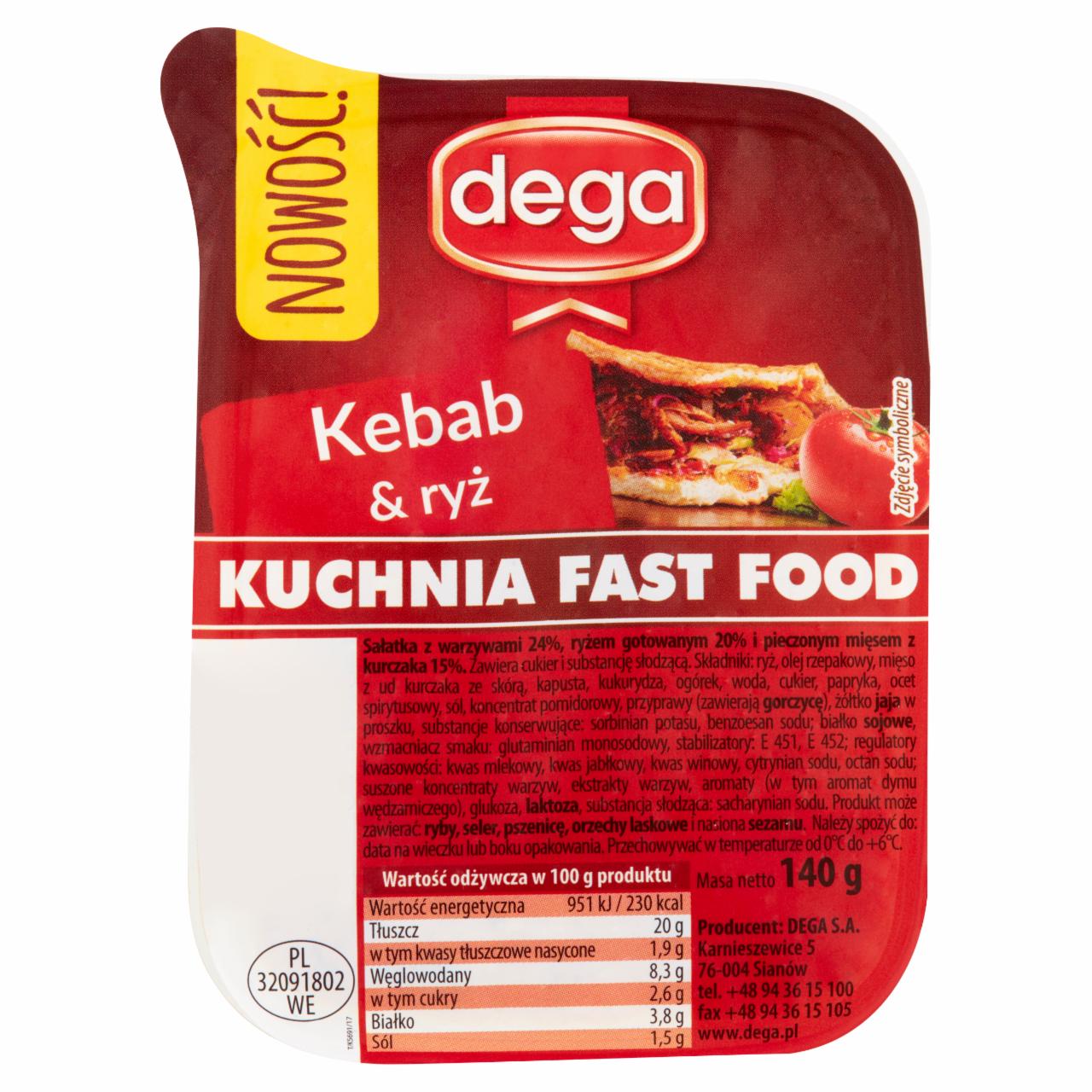 Zdjęcia - Dega Kuchnia Fast Food Sałatka kebab & ryż 140 g