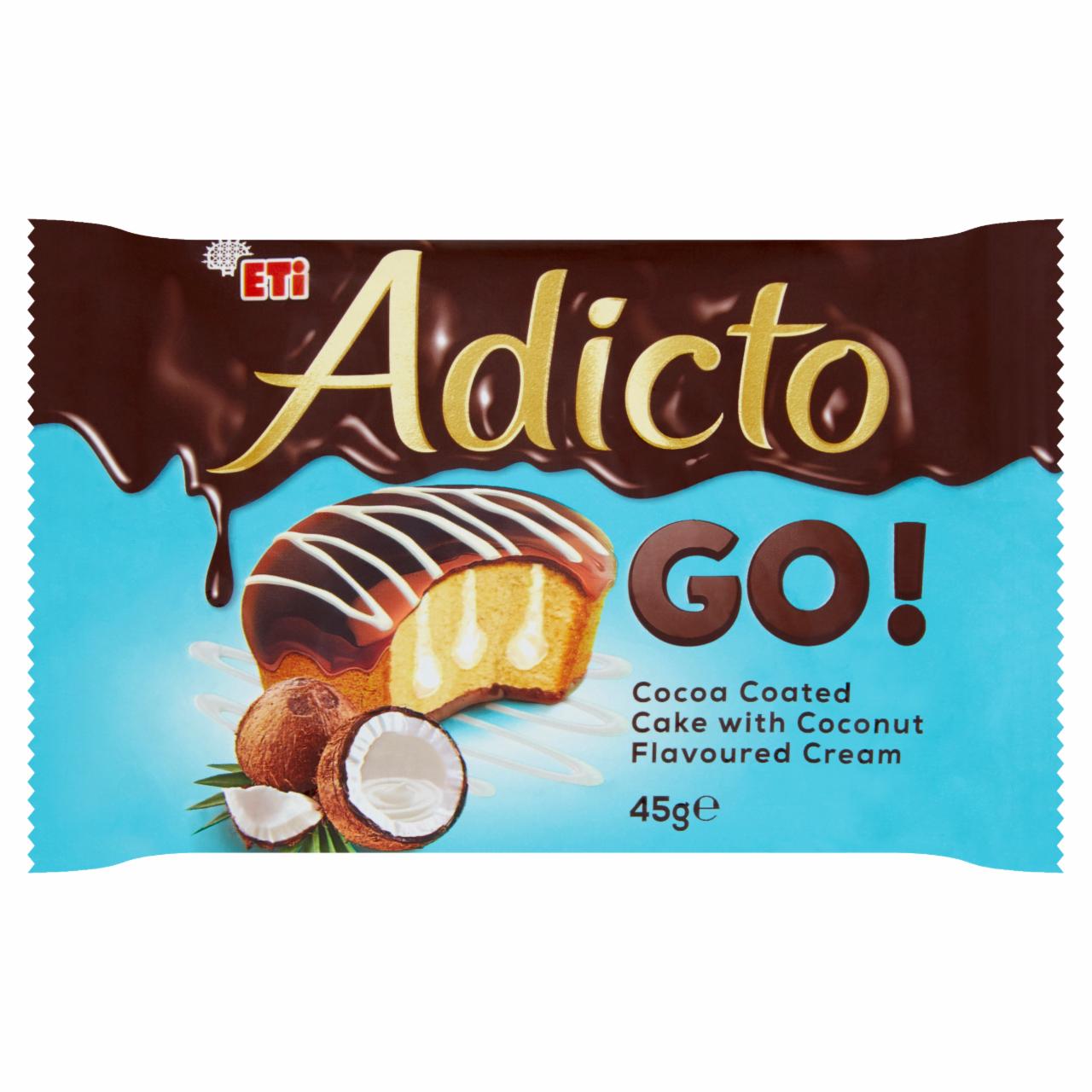 Zdjęcia - Eti Adicto Go! Ciastko w polewie kakaowej z kremem o smaku kokosowym 45 g