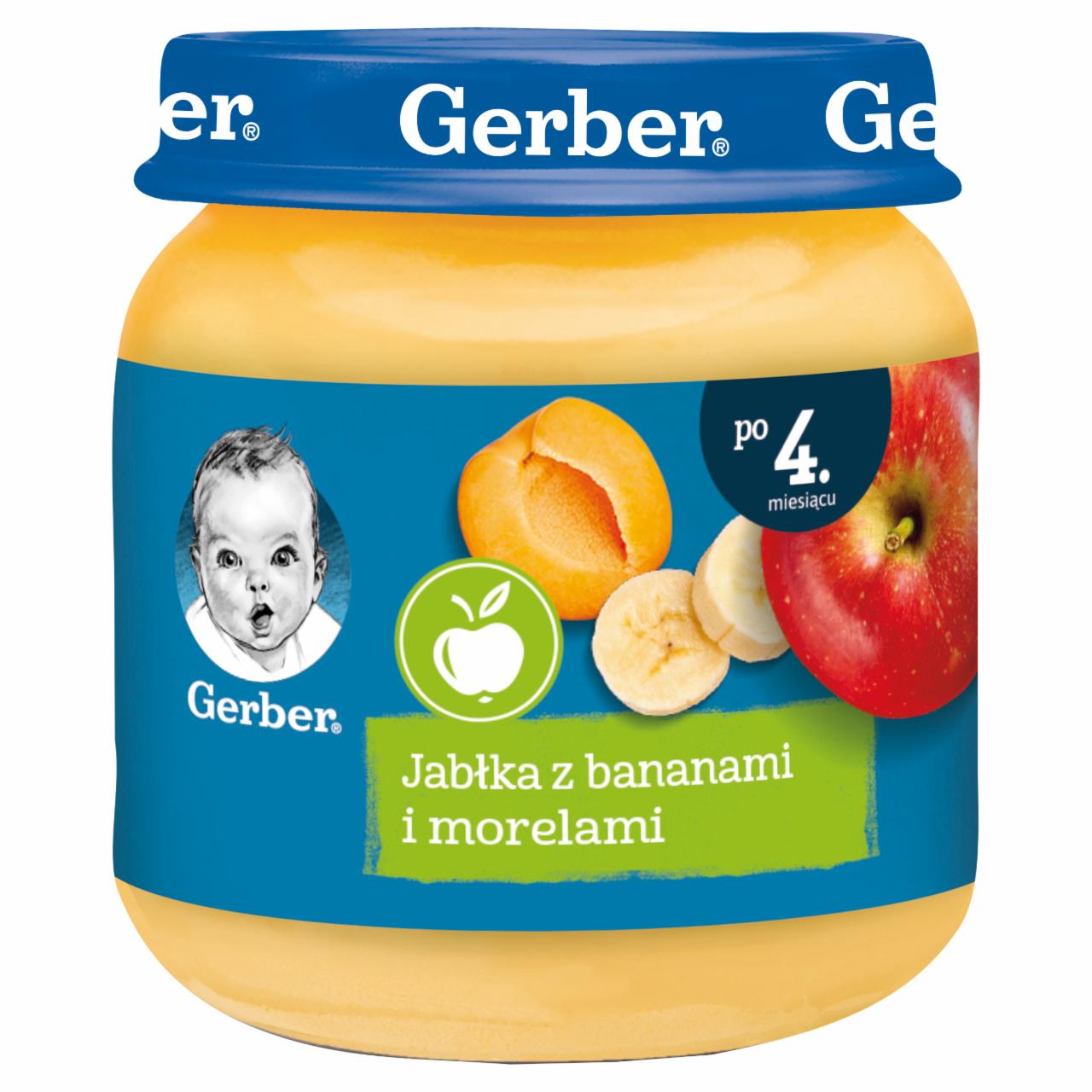 Zdjęcia - Gerber Jabłka z bananami i morelami dla niemowląt po 4. miesiącu 125 g