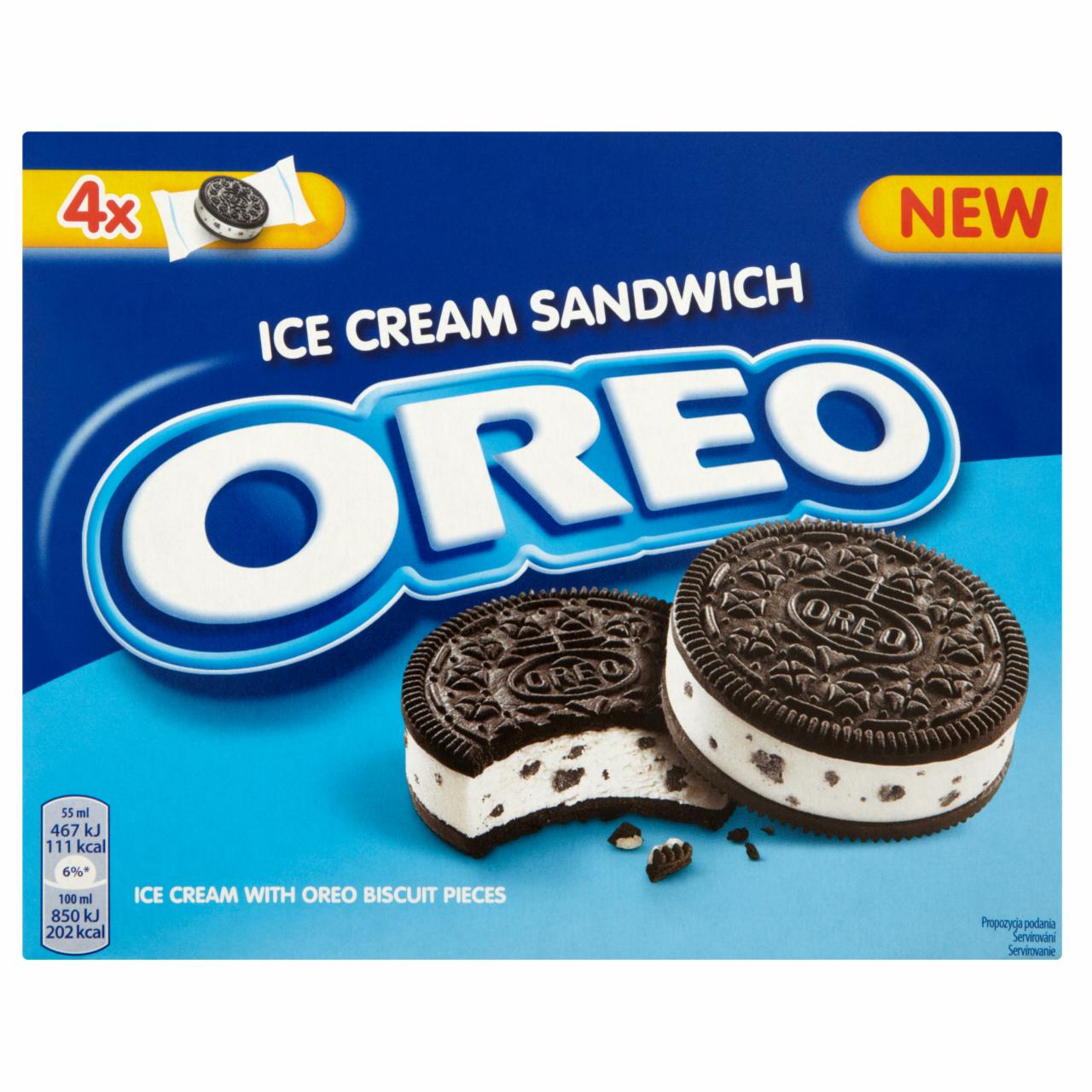 Zdjęcia - Oreo Lody o smaku śmietankowym z herbatnikami kakaowymi 220 ml (4 sztuki)