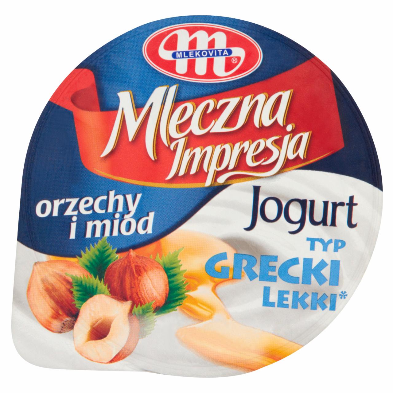 Zdjęcia - Mlekovita Mleczna Impresja Jogurt typ grecki lekki orzechy i miód 150 g