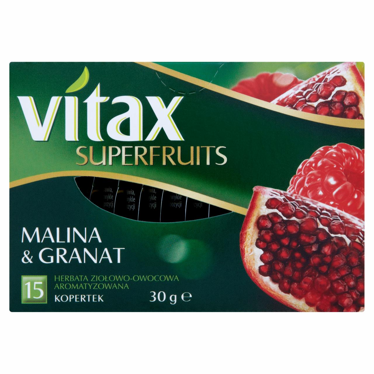 Zdjęcia - Vitax Superfruits Malina i Granat Herbata ziołowo-owocowa 30 g (15 kopertek)