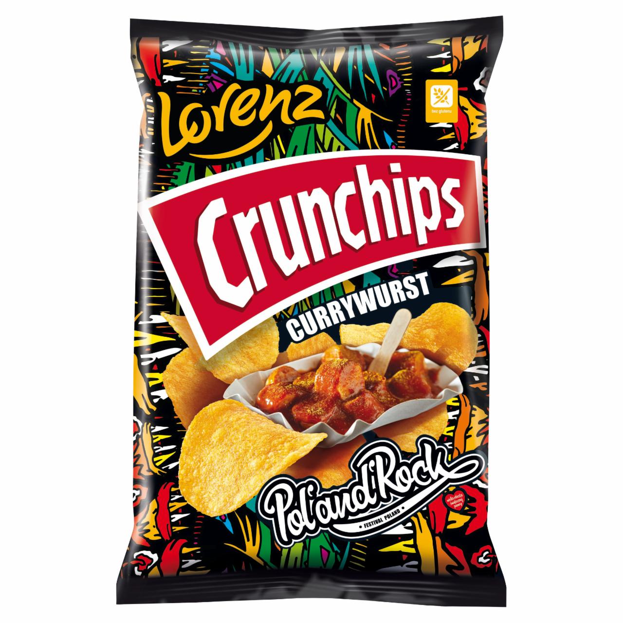Zdjęcia - Crunchips Chipsy ziemniaczane o smaku kiełbasy z curry 130 g