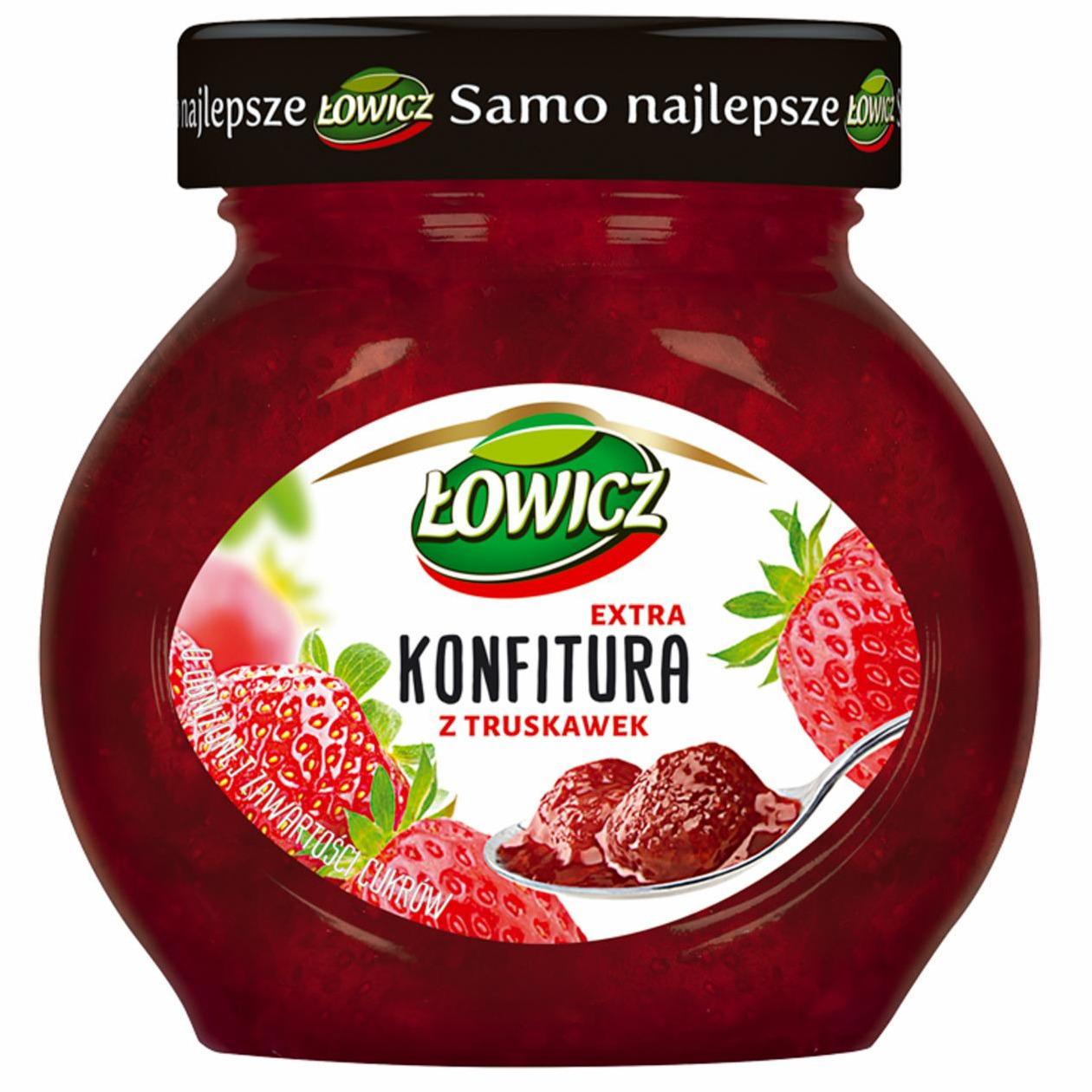 Zdjęcia - Konfitura extra z truskawek o obniżonej zawartości cukrów 240 g Łowicz