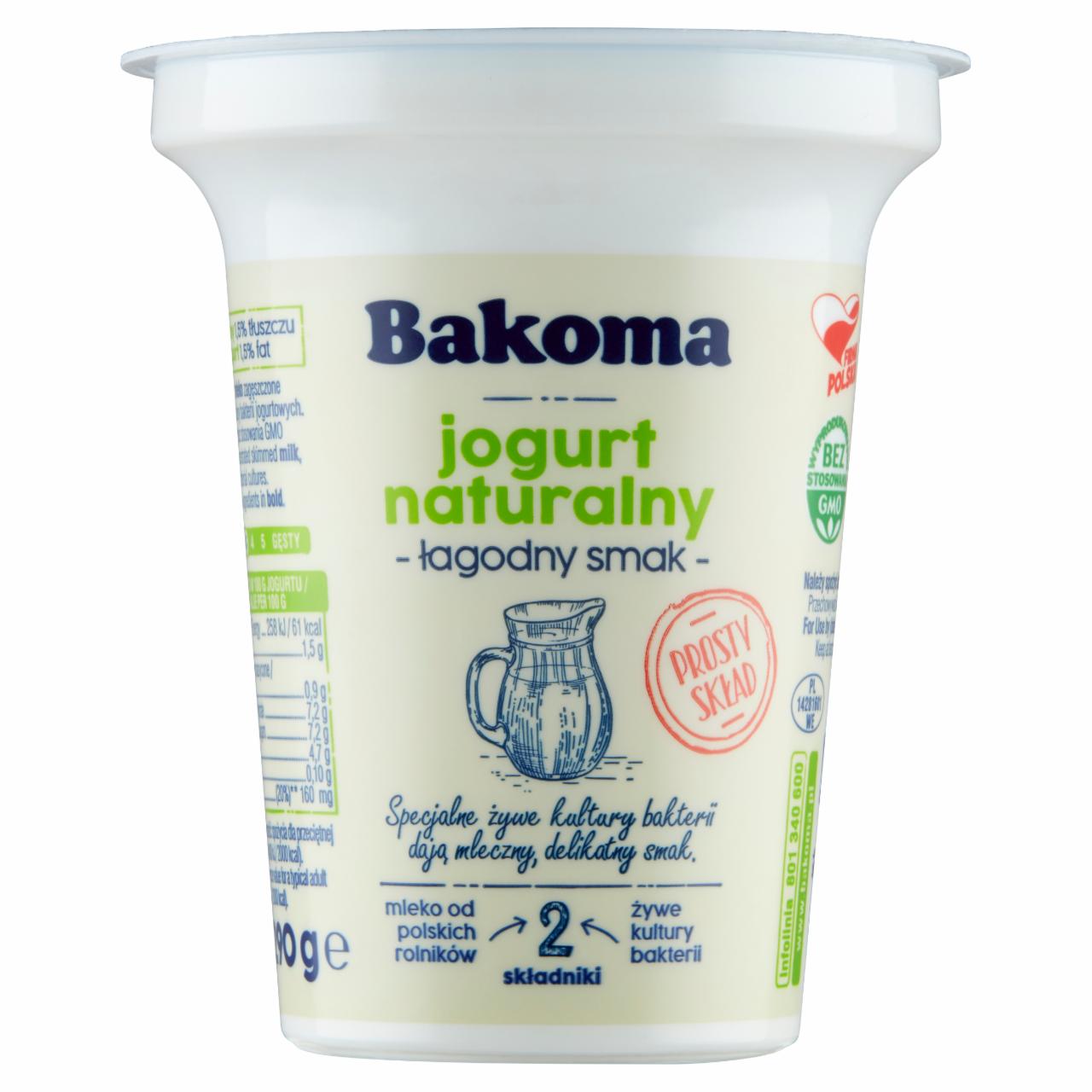 Zdjęcia - Bakoma Jogurt naturalny łagodny smak 290 g
